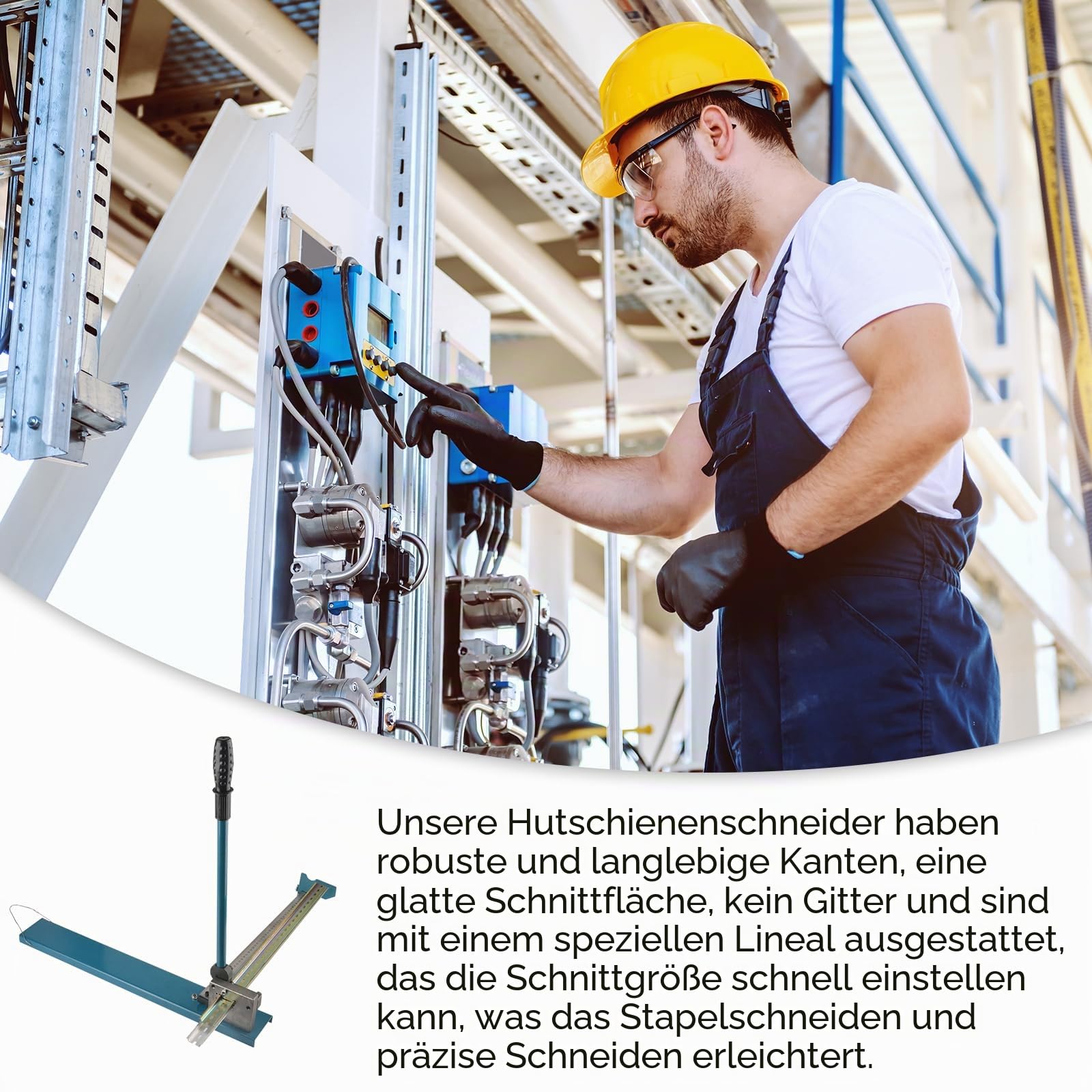 Schienenschneider, Manueller DIN Hutschienen Schneider 35 mm Tischgerät mit Messskala Doppelnut Schneidkopf für Stahl und Aluminium-DIN-Schienen für Elektrotechnik & Elektroinstallation