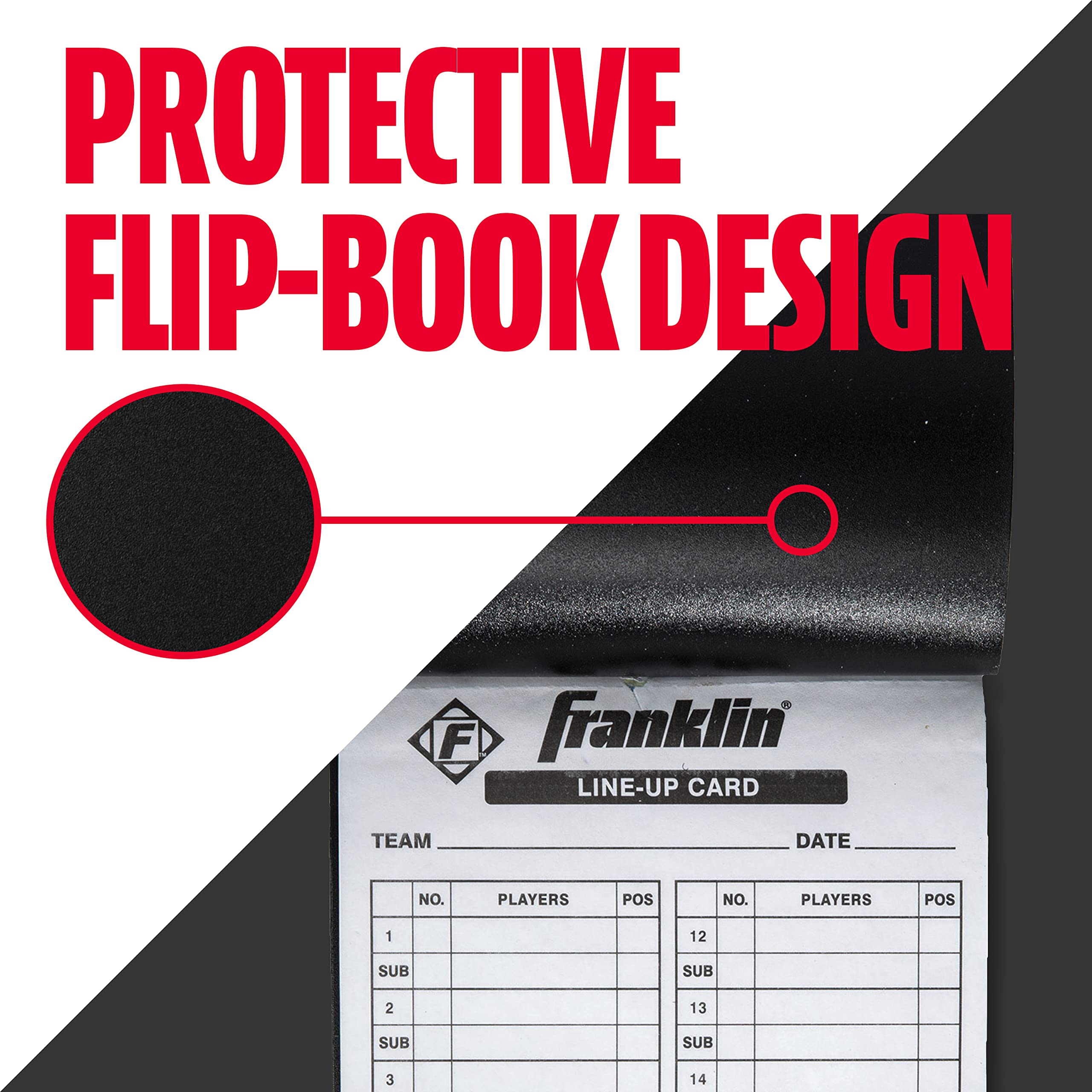 Franklin Sports MLB - Tarjetas de alineación de béisbol y sóftbol, 25 hojas de línea de juegos + soporte para entrenadores y gerentes, color negro