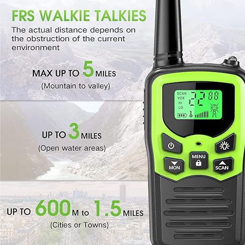 Miniatura 3 de Walkie Talkies, Walkie talkies de largo alcance MOICO para adultos con 22 canales FRS, walkie talkie familiar con linterna LED, pantalla LCD VOX