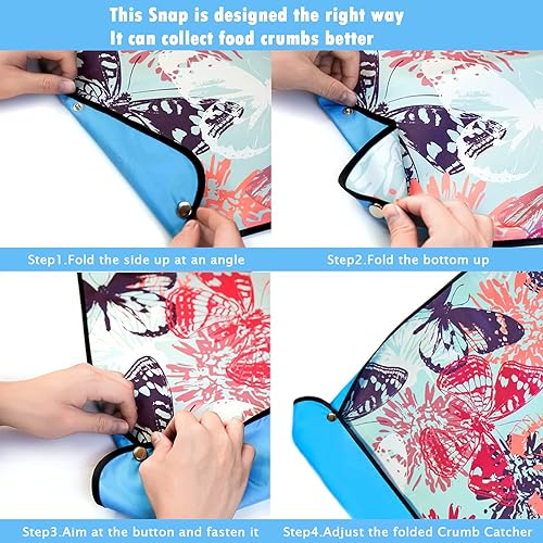 Miniatura 7 de VOPHIA Baberos para adultos para mujeres, babero lavable reutilizable, protector de ropa impermeable con recogedor de migas opcional