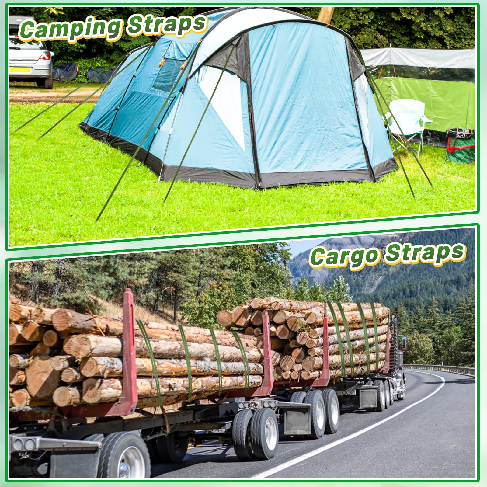 Biubee 2 rollos de 108 pies de largo y 1 pulgada de ancho, color verde, material de estaca y sujeción para jardín, para uso en exteriores, resistencia de 1760 libras (total 216 pies)