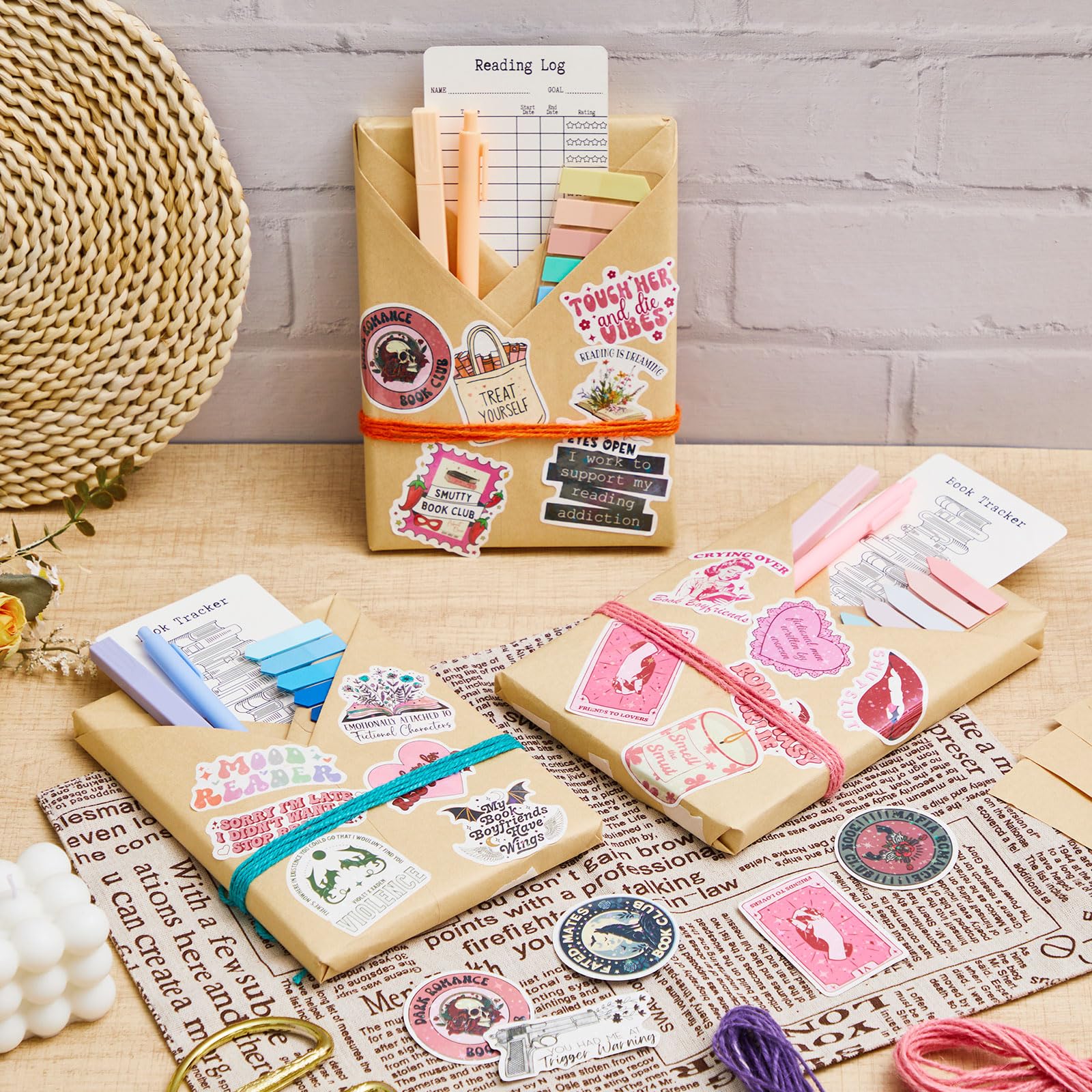 6er-Set Blind Date mit Buch-Geschenk-Box, enthält Romantik-Buch-Aufkleber, Kraftpapier, Kugelschreiber, Textmarker und mehr, Geschenk für Buch, Bibliothekar, Leser, Liebhaber, Club, Damen