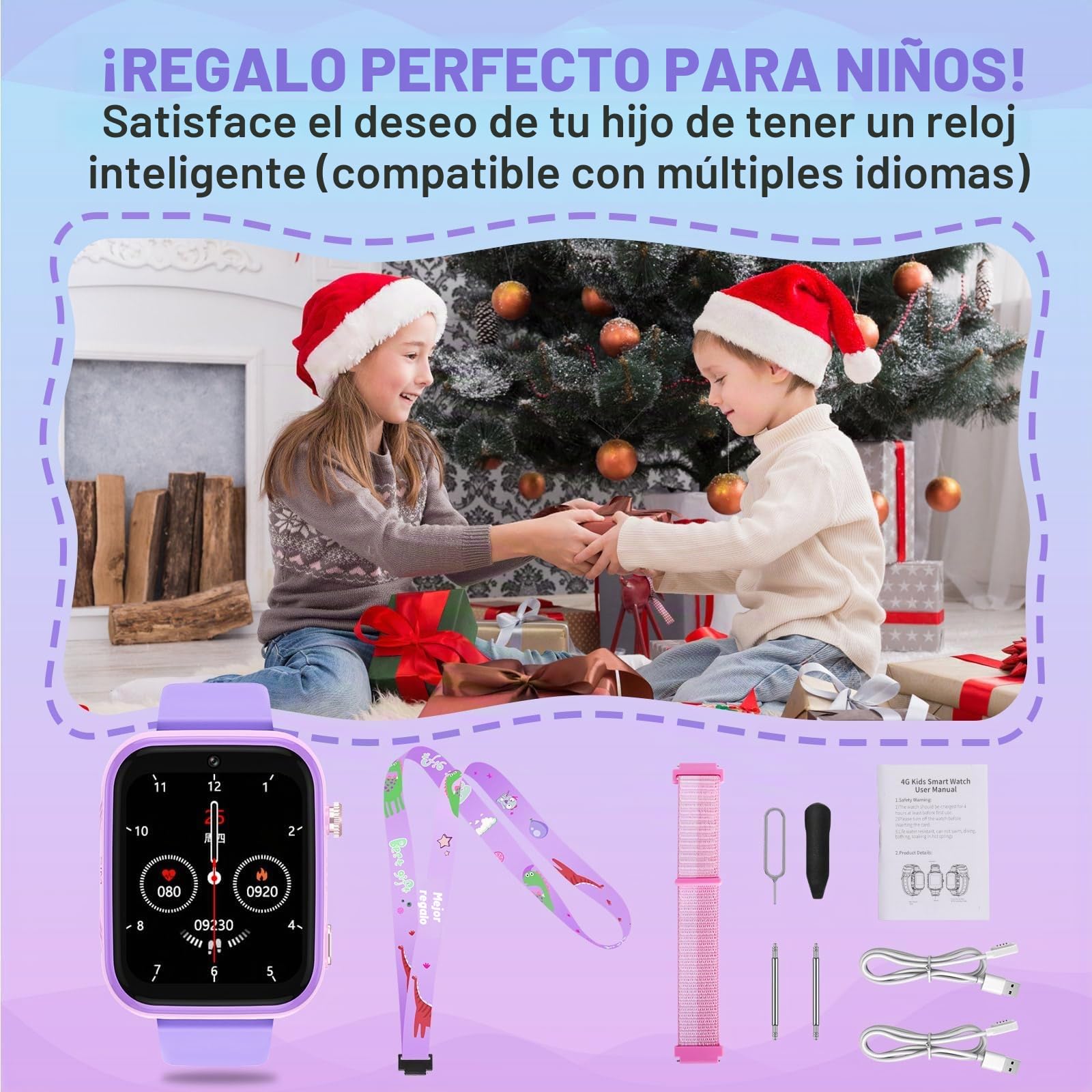 OKYUK - Reloj inteligente 4G para niños, rastreador GPS, múltiples estilos de computadora para elegir, llamadas bidireccionales, competencia de imagen, SOS, Wi-Fi, visualización táctil impermeable