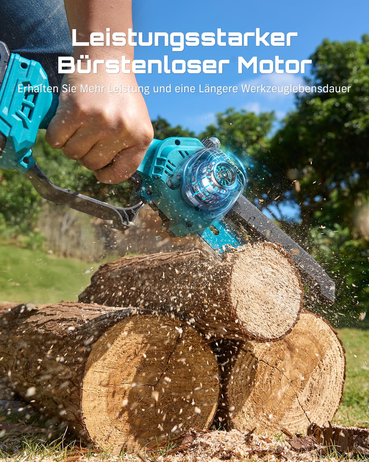 SEESII 2-in-1 Akku Hochentaster, 6-Zoll Bürstenlose Mini-Kettensäge mit 2 x 4000 mAh Batterien, 4.87m Reichweite, Kompatible mit Makita Akku 18V, für Baum Trimmen Ast Schneiden Gartengerät