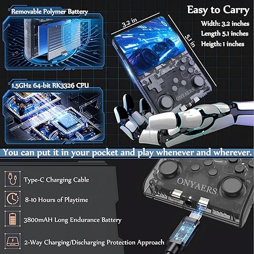Miniatura 3 de R40S Pro Consola de juegos portátil  Mini consola de juegos retro portátil integrada 30,000 videojuegos HD  Pantalla IPS de 3.5 pulgadas  Más de 20