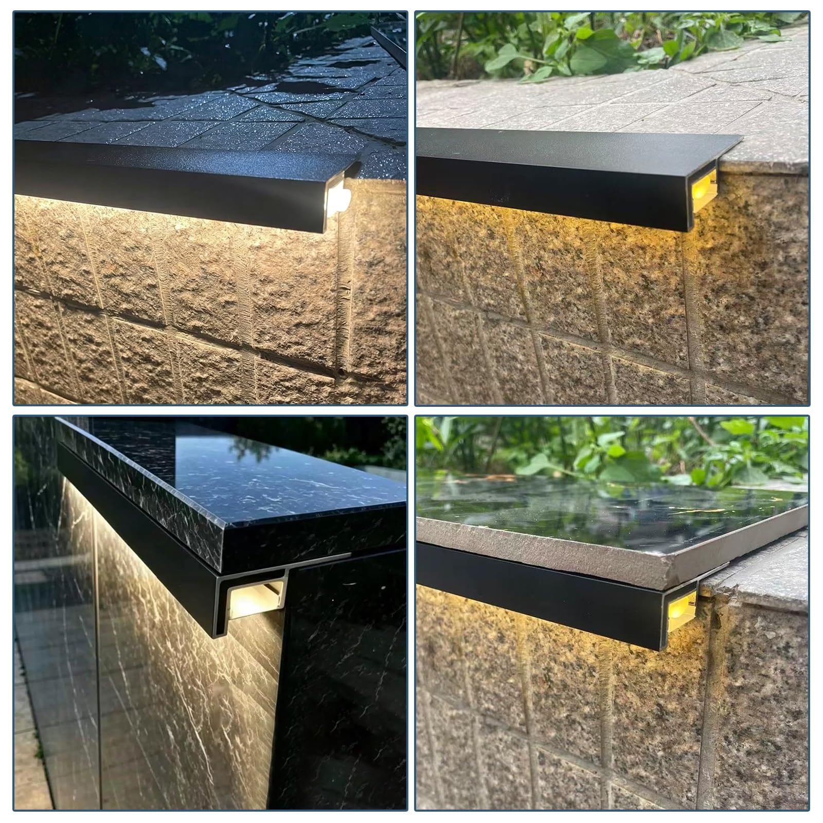 Protector Del Borde Superior De Pared Exterior/Perfil De Acabado Con Canal Para Iluminación LED, Perfil Vierteaguas Para Alféizar,(80inch/203.2cm L)