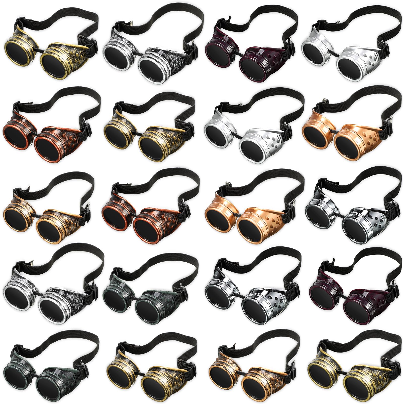 Yunsailing 20 Pairs Retro Victorian Steampunk Goggles Glasses Vintage Sunglasses Cyber Punk Gothic for Halloween Costume