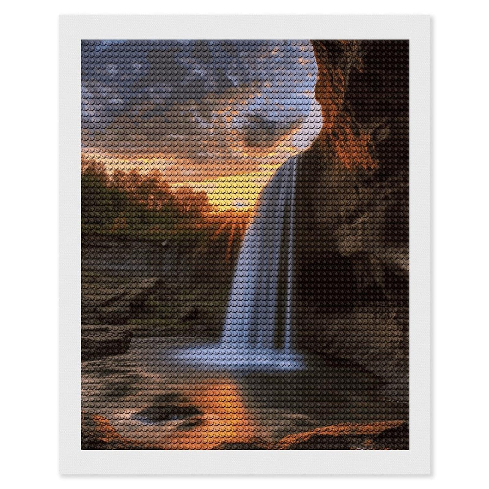 FekiLoot Waterfall at Sunset Diamond Art Kits for Adults Diamond Painting Kits for Beginners DIY Diamond Art Kits Round Full Drill Diamond Dot Gem Painting for Home Wall Decor Gift 16"x20"