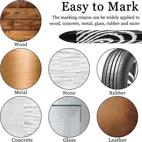 Miniatura 3 de Tudomro Paquete de 24 lápices de cera para marcado de madera, crayones de dibujo para marcar en tela, madera, metal, madera, cartón, cerámica,