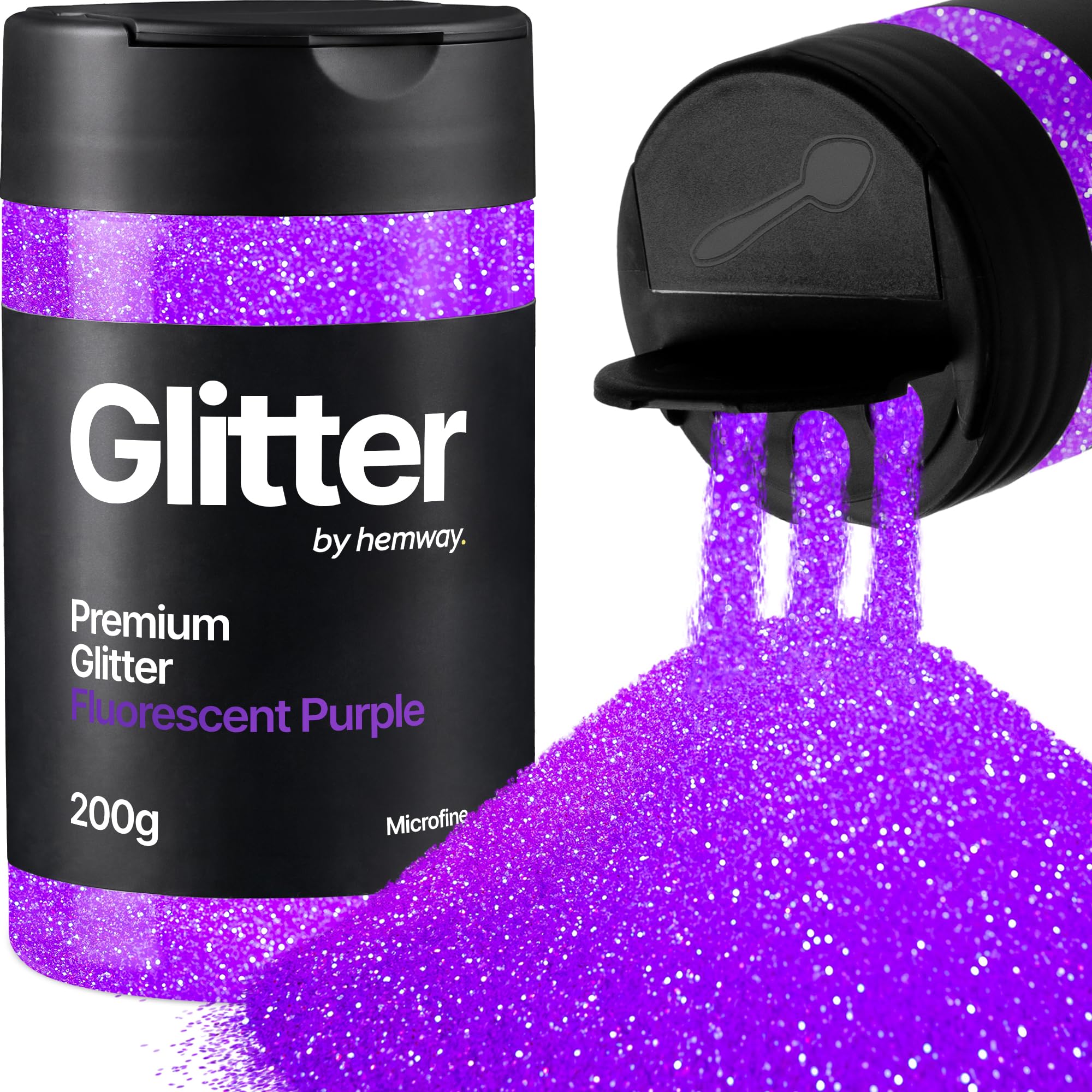 Hemway Fluorescent Purple Glitter Shaker, 200g Microfine Glitter for Crafts Metallic Flake Sequins for Resin & Epoxy Crafts for Decorating, Halloween, Christmas, Nail, Face, Art