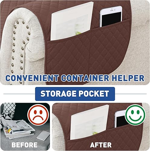 Vista 57 de XINEAGE Funda reclinable resistente al agua, fundas para sofá reclinable de 3 asientos con bolsillos, funda protectora acolchada gruesa para perros