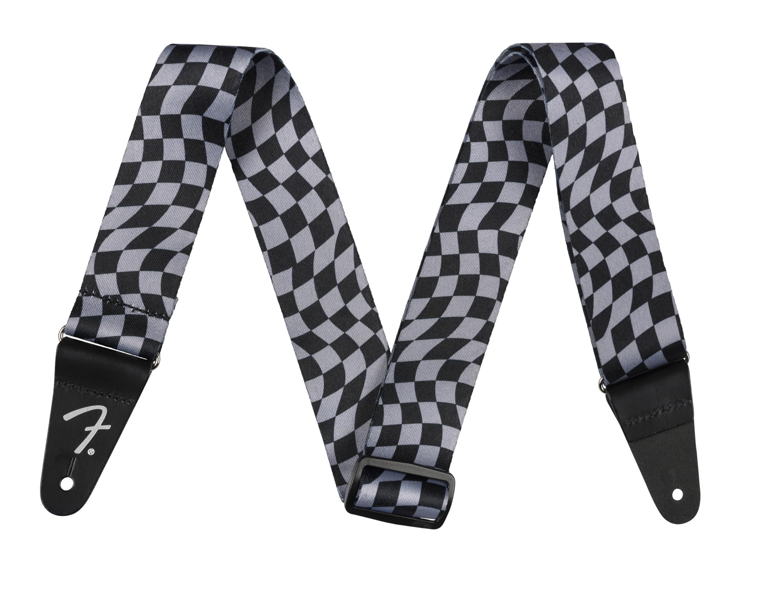 Fender Wavy Checkerboard Polyester Strap, Grey