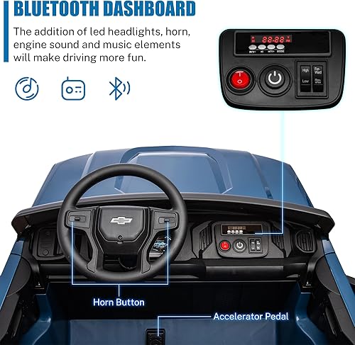 Miniatura 6 de Camión de 2 plazas de 24 V, compatible con Chevrolet Silverado con batería para niños con control remoto, suspensión de metal, arranque suave,