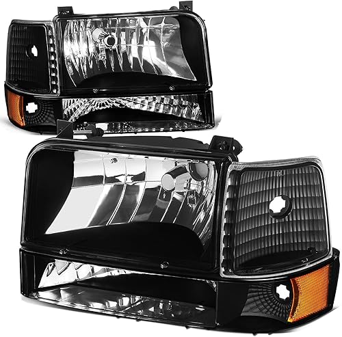 Auto Dynasty Conjunto de 6 faros delanteros estilo fábrica con parachoques y luces de esquina compatibles con Ford F150 F250 F350 Bronco 92-96, lado