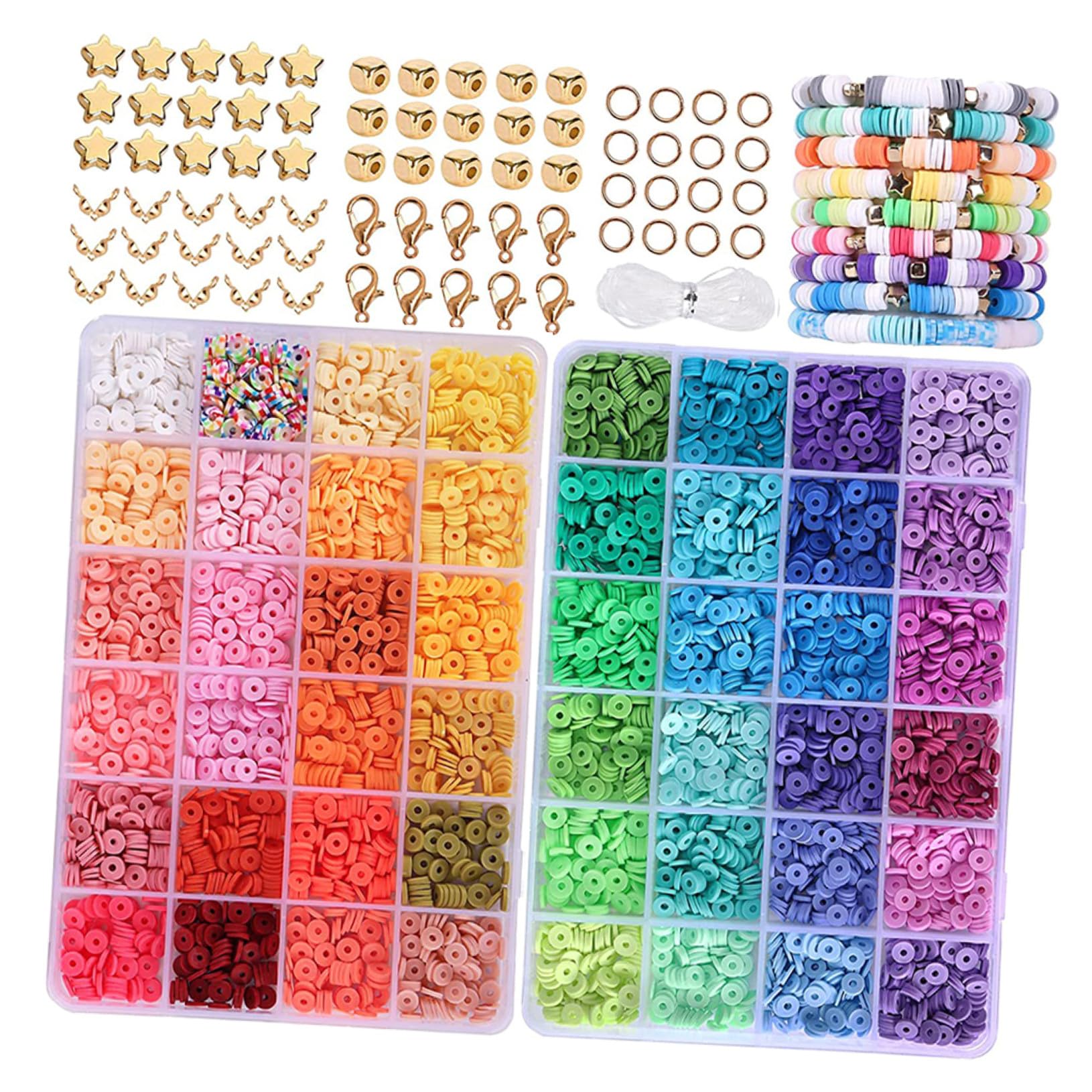 NOLITOY Kit Perla Argilla Fai da Te 48 Colori 4800 Pezzi Accessori e Filo Elastico per Creazione Braccialetti Collane e Gioielli Creativo per Ragazzo Ragazza e Adulti Hobby Artigianali
