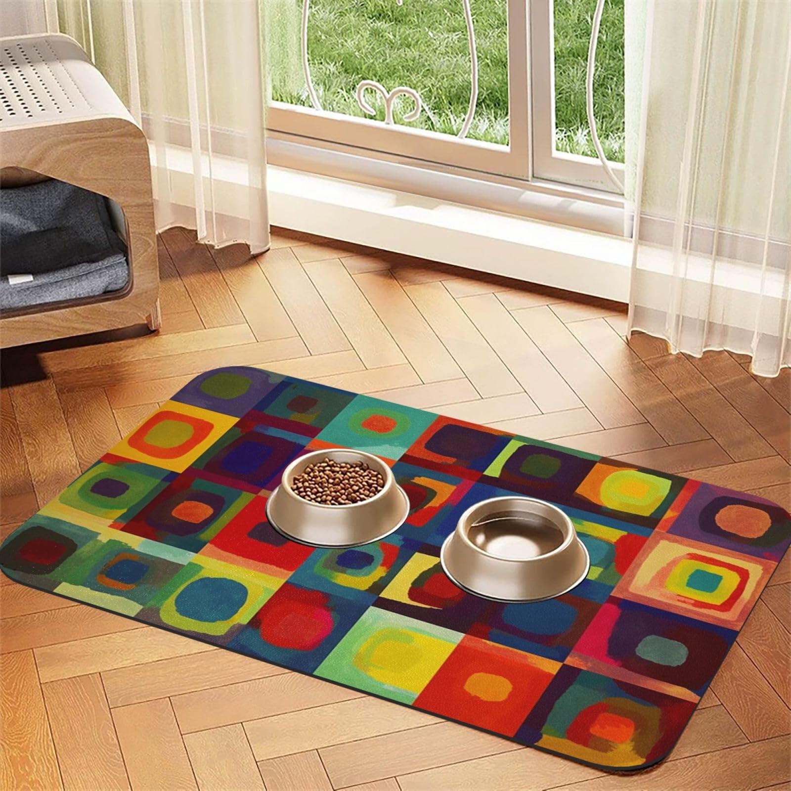 Tapis pour chien super absorbant tapis d'alimentation en caoutchouc lavable au lave-vaisselle