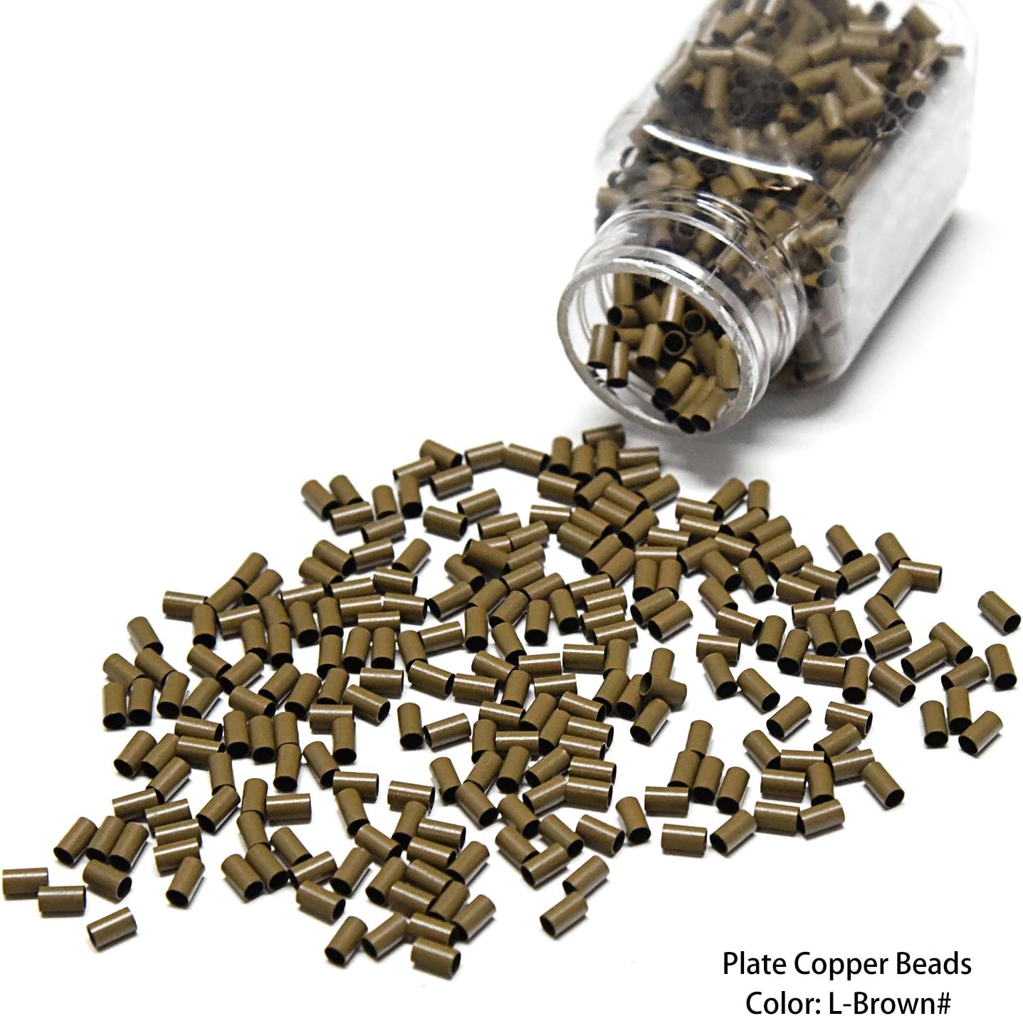 Vlasy 3.4mm Copper Lined Micro Beads Ring Links for Hair Extensions I Tip Tubes (200pcs, L.Brown)