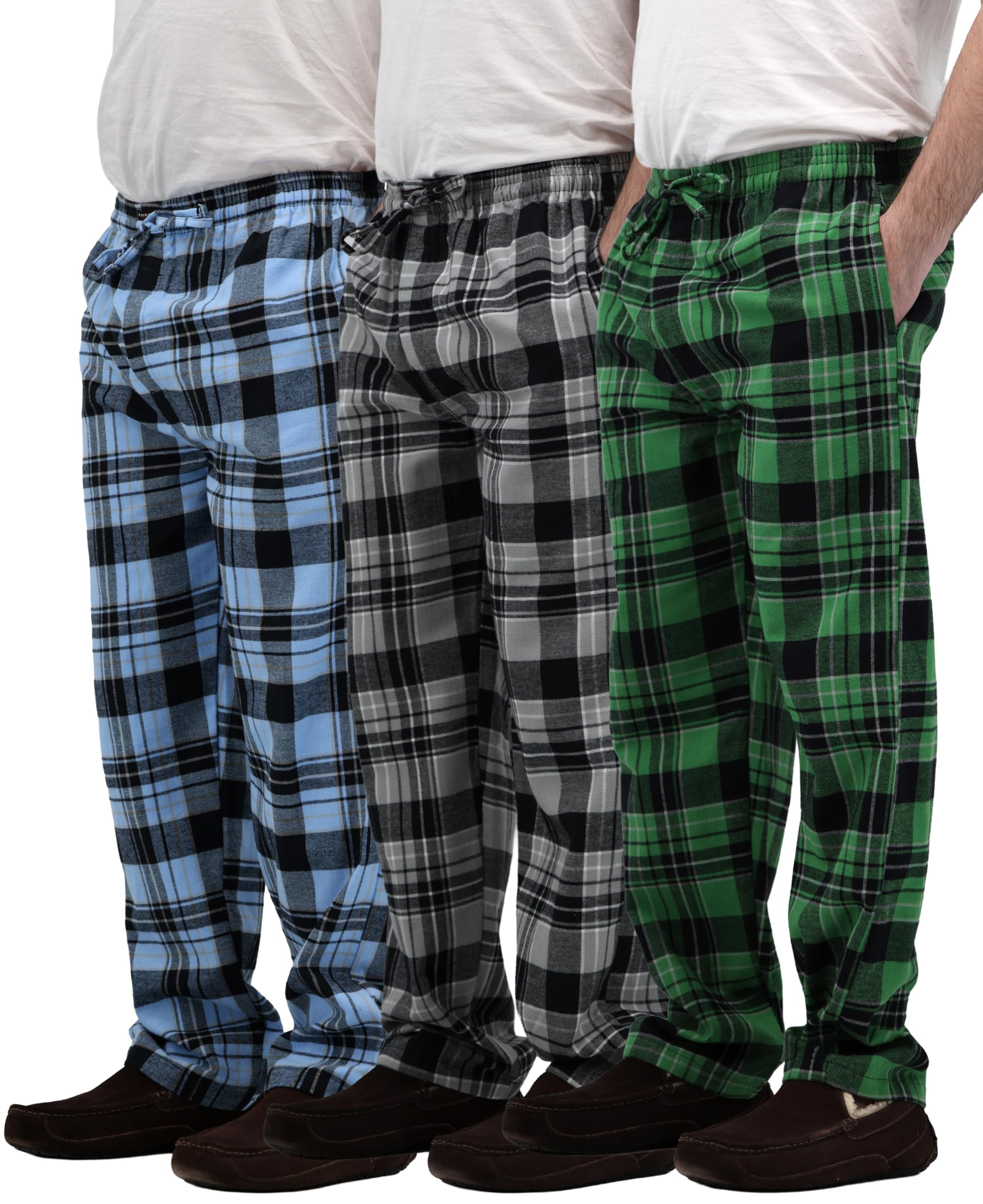 andrew scott Men's 3 Pack Cotton Flannel Fleece Brush Pajama Sleep & Lounge Pants-picture-29