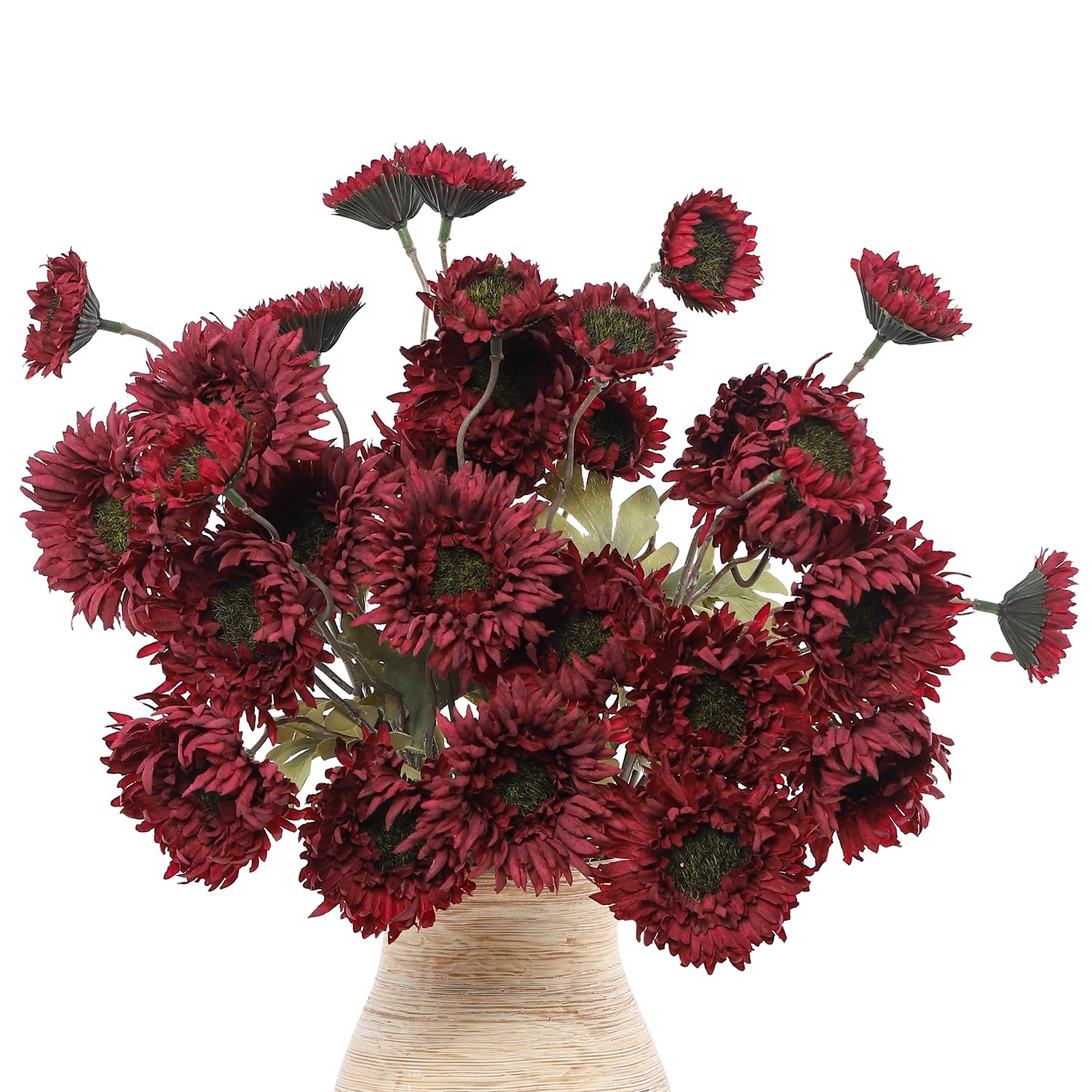 Marguerites artificielles lot de 6 fleurs bordeaux au réalisme bluffant