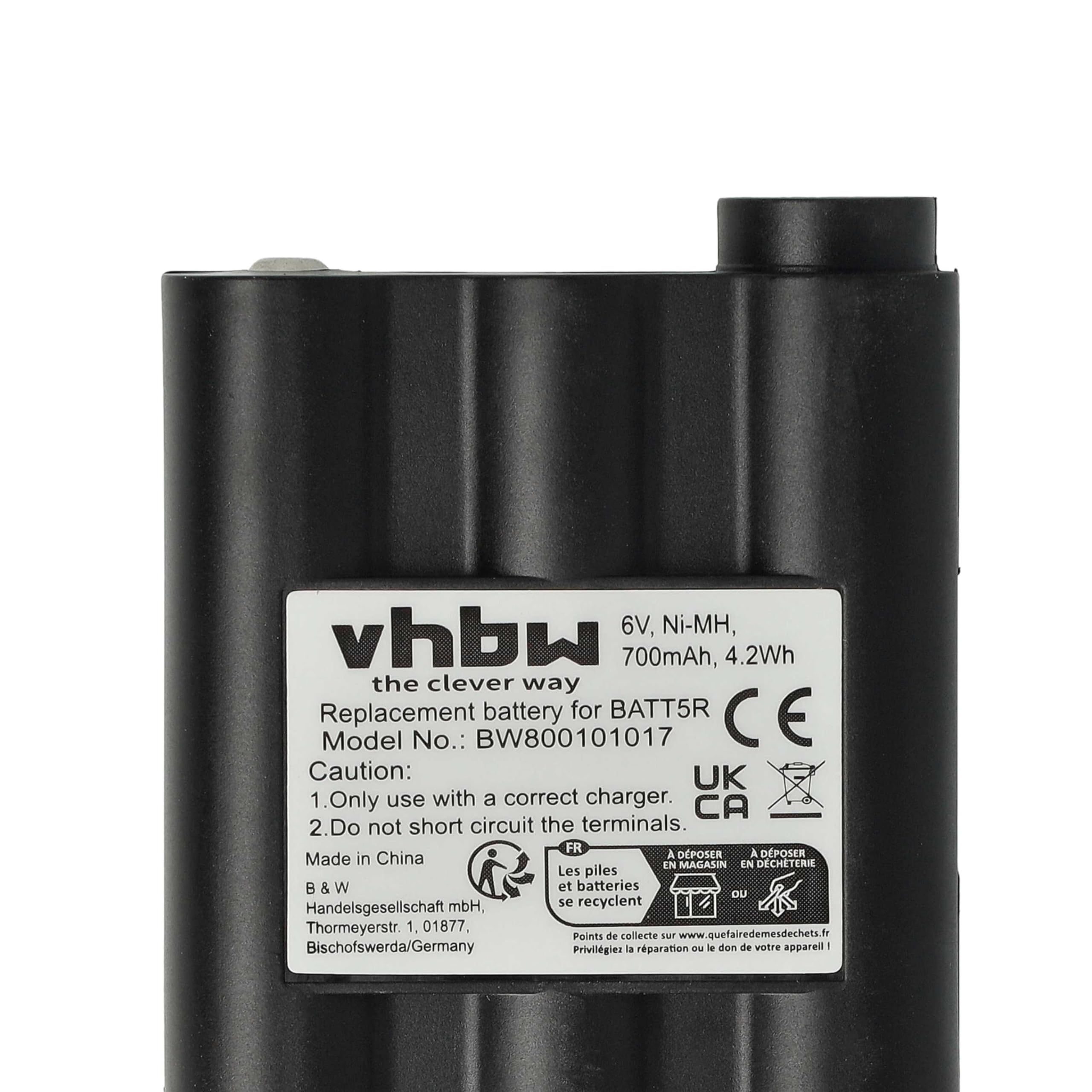vhbw 2X Batterie Compatible avec Alan Midland GXT-850 | GXT-800, GXT-950, GXT-900, GXT-757, GXT-756, GXT-775 radio talkie-walkie (700mAh, 6V, NiMH)