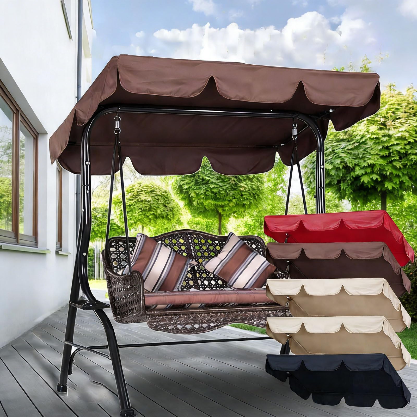 Toit De Rechange pour Balancelle,Toile De Balancelle De Jardin avec Toit,Couverture Auvent pour Jardins Batts,Anti-UV/Pluie,Facile à Installer,pour BalançOire De Jardin