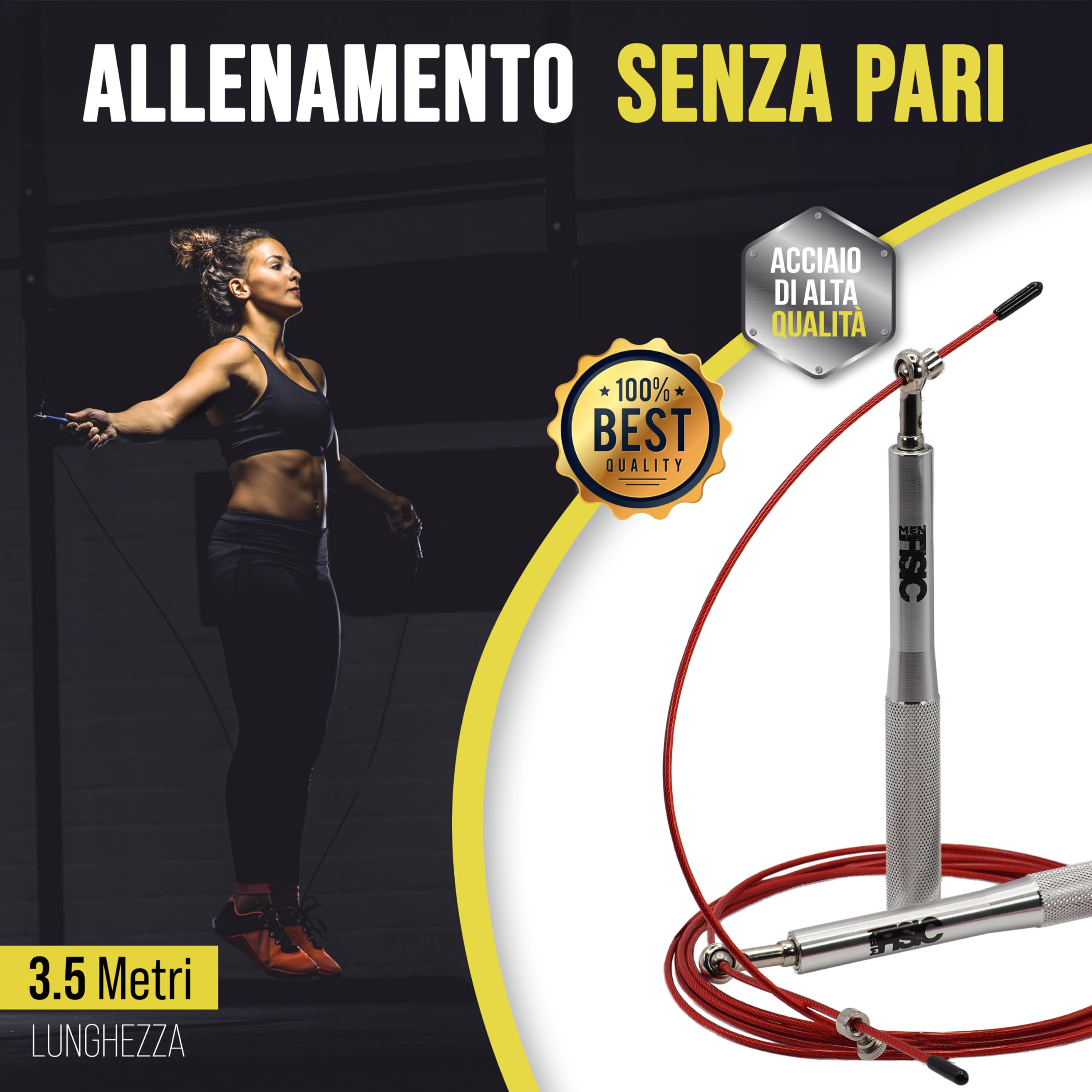 Corde à Sauter Réglable avec Roulements, Corde a Sauter Sport pour Fitness et Cardio