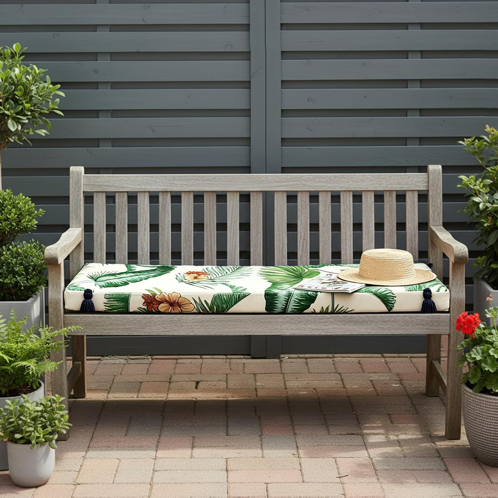 Ventouse 8cm Dick Outdoor Bankauflage: 107x46x8cm Wasserdicht Gartenbank Auflage Bankkissen Sitzauflagen Gartenmöbel mit Anti Rutsch Design für Dekorationsliebhaber