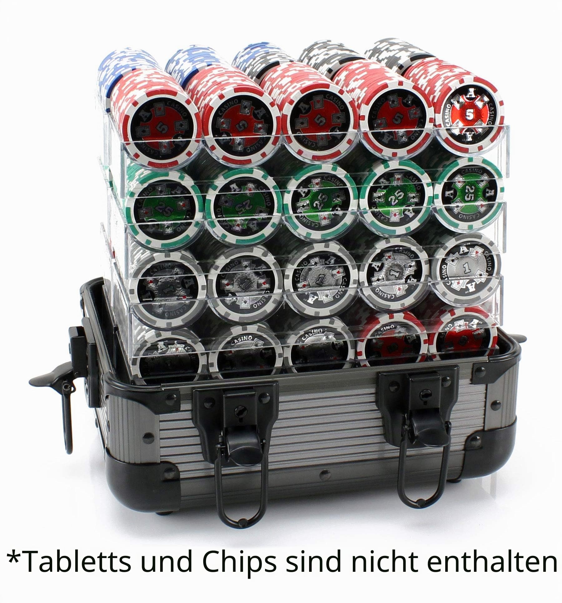 Versa Games 1000 Stück Deluxe-Poker-Chip-Träger in Grauer Farbe – Ultimativer Pokerchip-Träger, grau, Modern