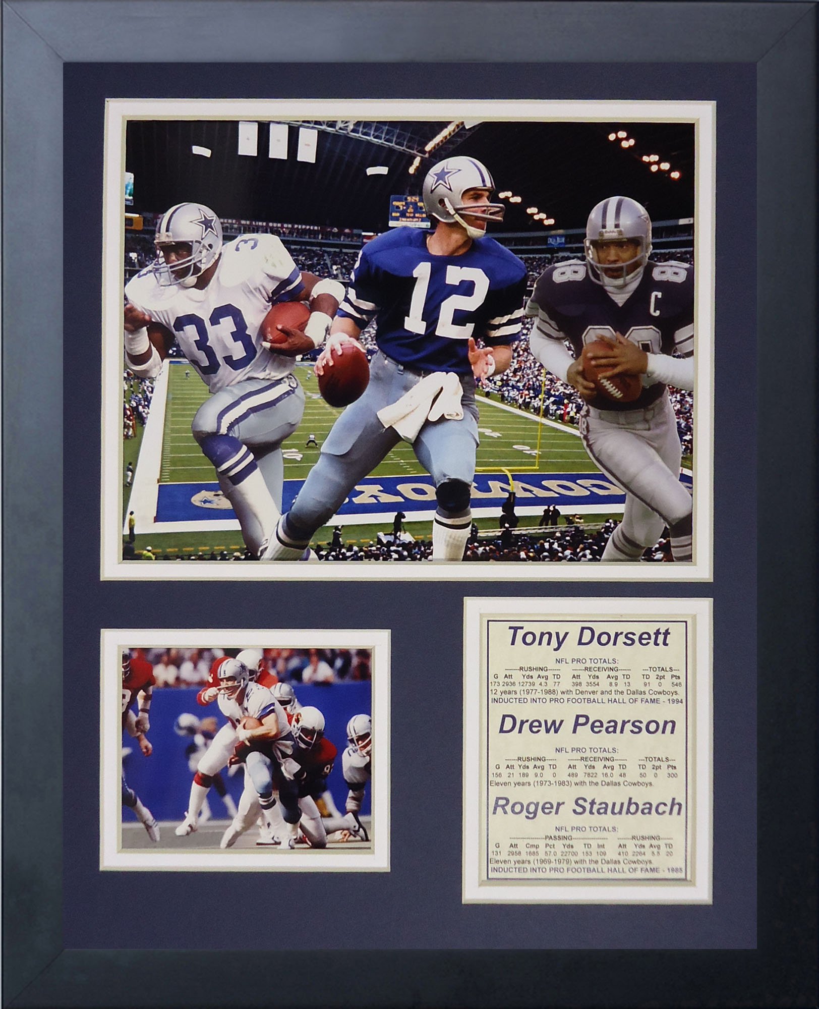 Legends Never Die Dallas Cowboys 70's Big 3 Framed Photo Collage, 11x14-Inch