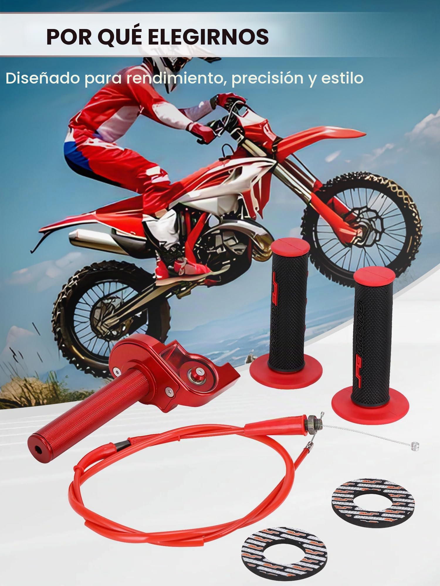 Empuñadura del Acelerador para Motocicleta de 7/8 Pulgadas, 22 mm, empuñaduras de Aluminio, Cable de Acelerador rápido Universal para manubrio de 50 110 125 150 200 250 CC