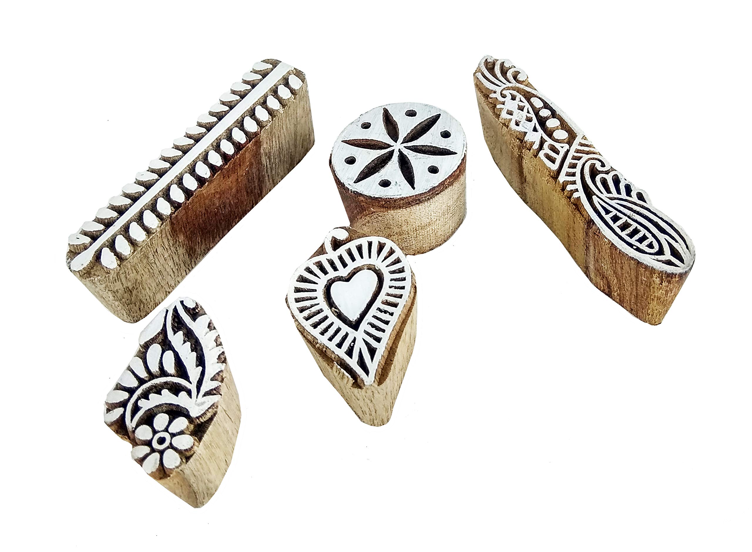 Rastogi Handicrafts Drewniane klocki do drukowania ręcznie rzeźbione do drukowania tkanin, ceramiki, rękodzieła, tatuażu ciała, scrapbookingu nadruk drewniana pieczątka wykonana z drewna (Design_D)