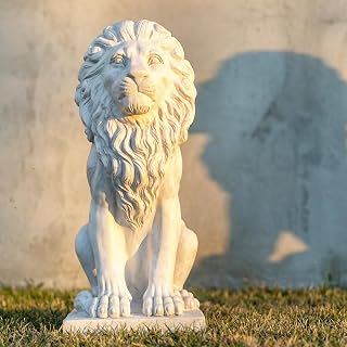 Lion Statue, Outdoor Garden Statues 27in Tall, White