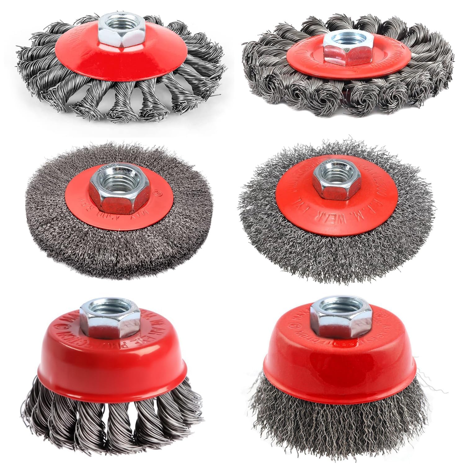 6 Piezas Cepillo de Alambre para Taladro Kit, Cepillo Metalico para Taladro Amoladora, Diámetro 75mm/100mm Cepillos de Alambre, para Madera y Meta, para Eliminación de Oxido, Pintura