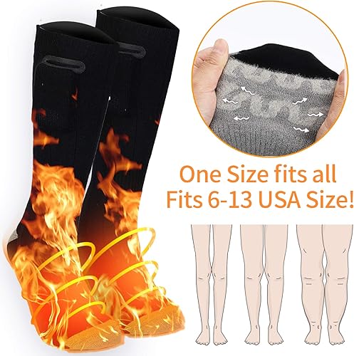 Miniatura 5 de Calcetines calefactados para hombres y mujeres con 4500 mAh con batería eléctrica calentada 5-10 horas de calefacción, calcetines calientes de