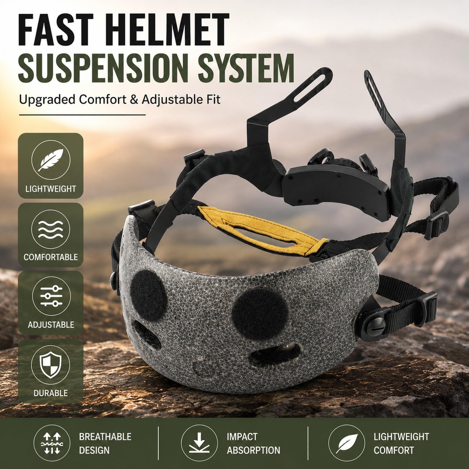 Genérico Kit Suspensión Casco, Pads Liner Espuma EPP for Fast Style | Arnés Ajustable Mejora El Ajuste Interior, Comodidad Acolchada Y Uso Estable