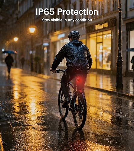 Miniatura 4 de Luz trasera inteligente recargable para bicicleta con Apple Find My (solo iOS), IP65 impermeable, 5 modos, puertos USB-C, parte trasera de seguridad