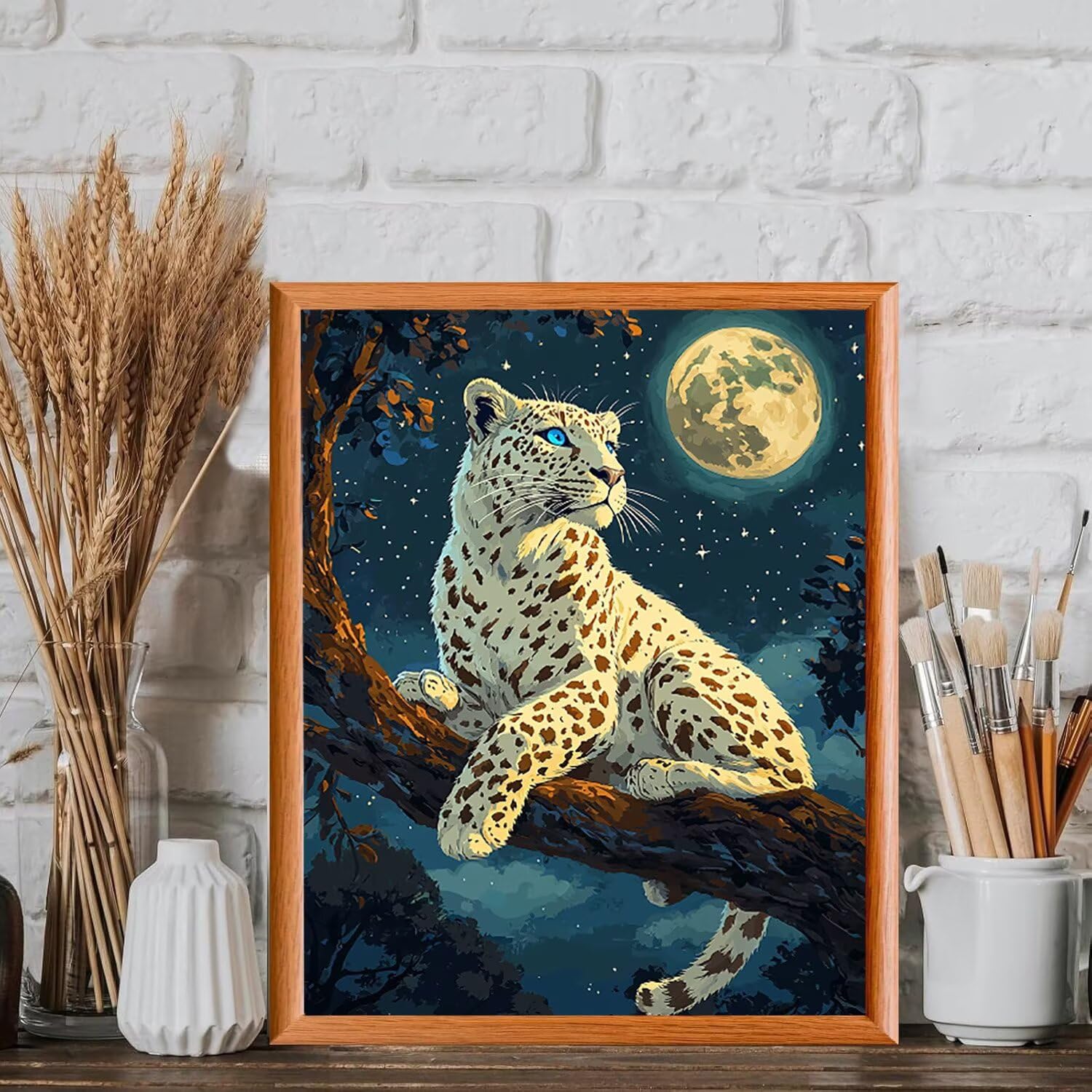 WEISHIWE Ghepardo lunare Dipingere con i Numeri per Adulti, 70x90cm a-1115