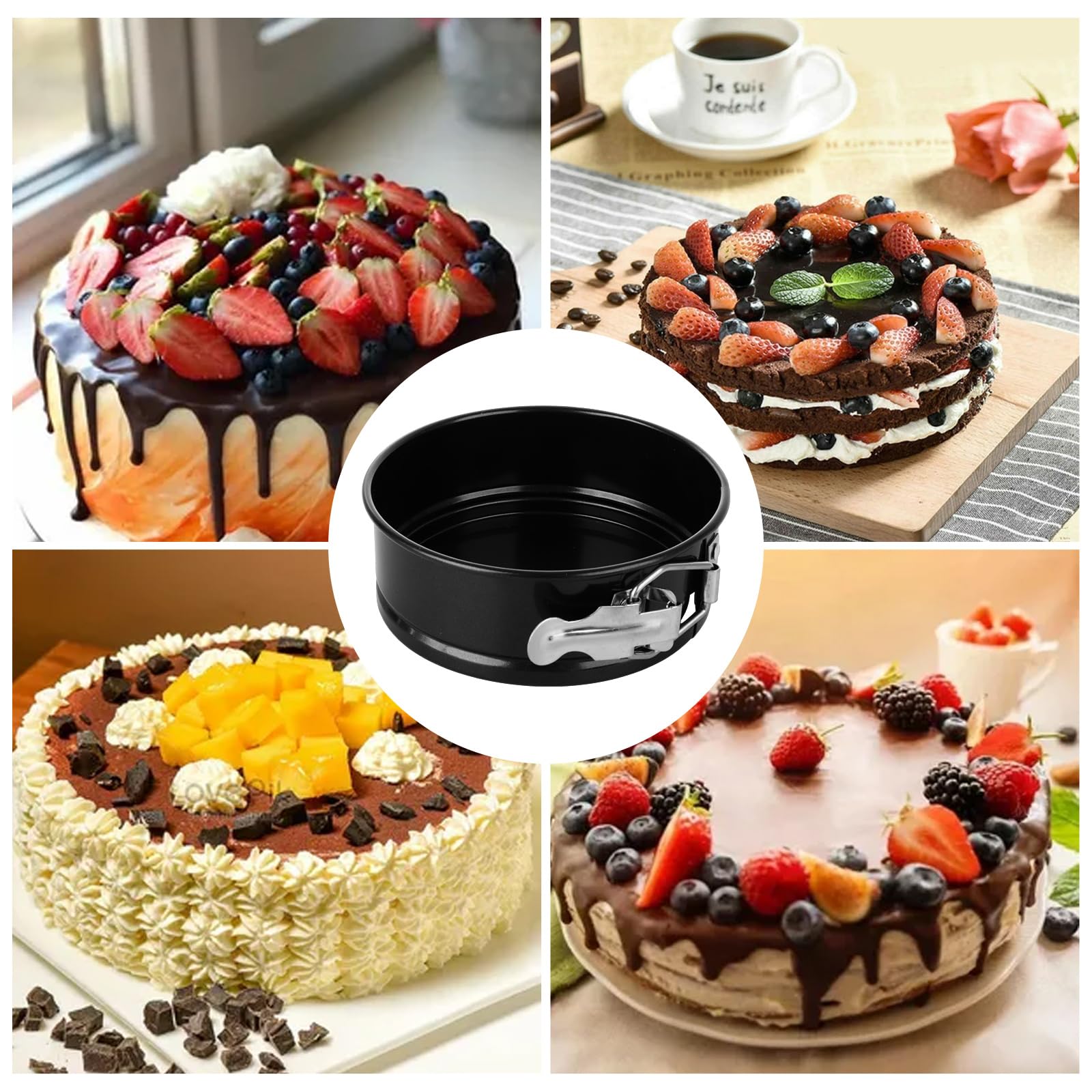 Lot de 8 mini moules à gâteau pour la cuisson, 10,2 cm avec fond amovible, petits moules à gâteau au fromage antiadhésifs pour tarte, cheesecake, pizzas, quiches