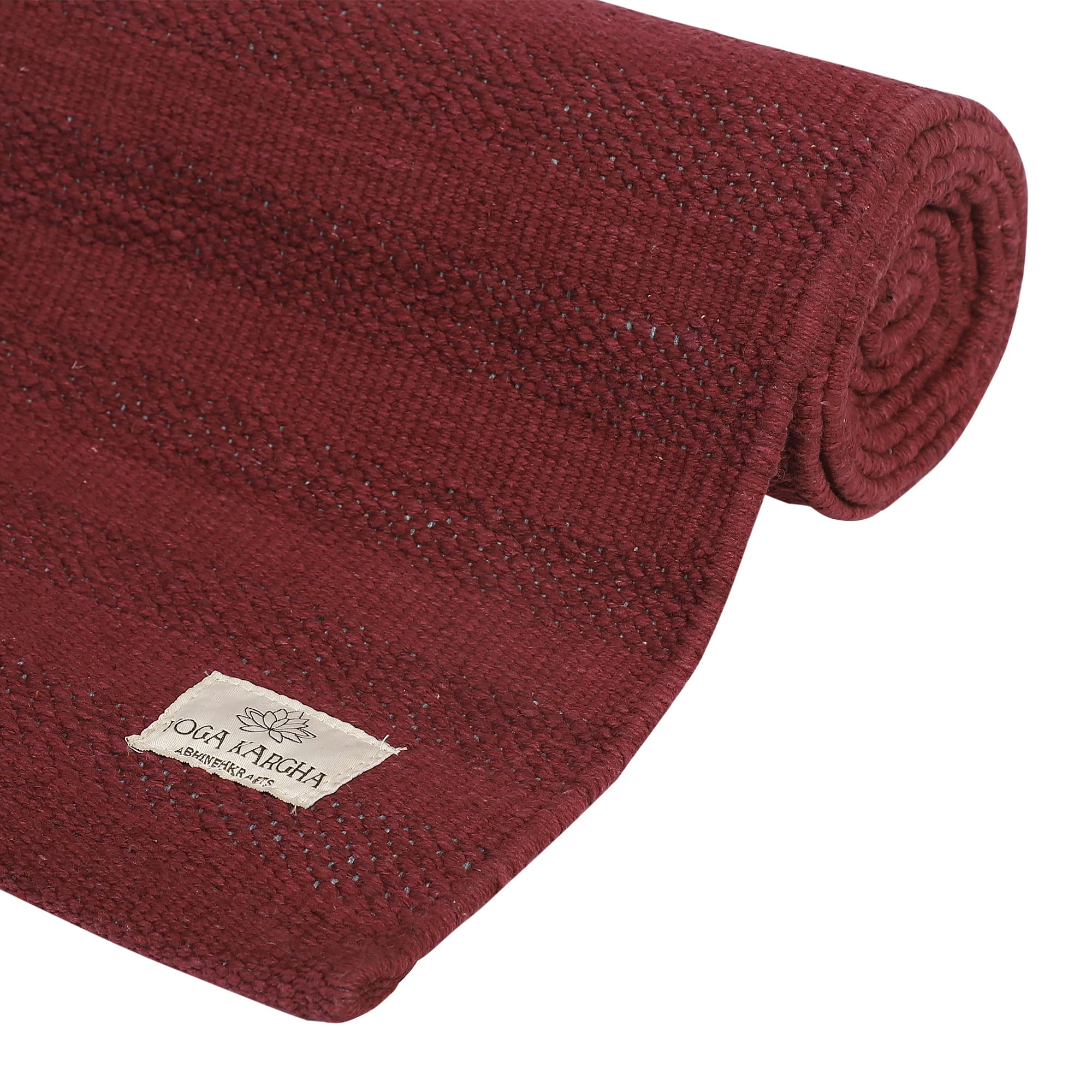 Organic Cotton Handwoven Mat for Yoga, Pilates, Fitness, Prayer, Meditation or Home Decor - Design Amrit (Nectar) (Sugar Plum Wine)