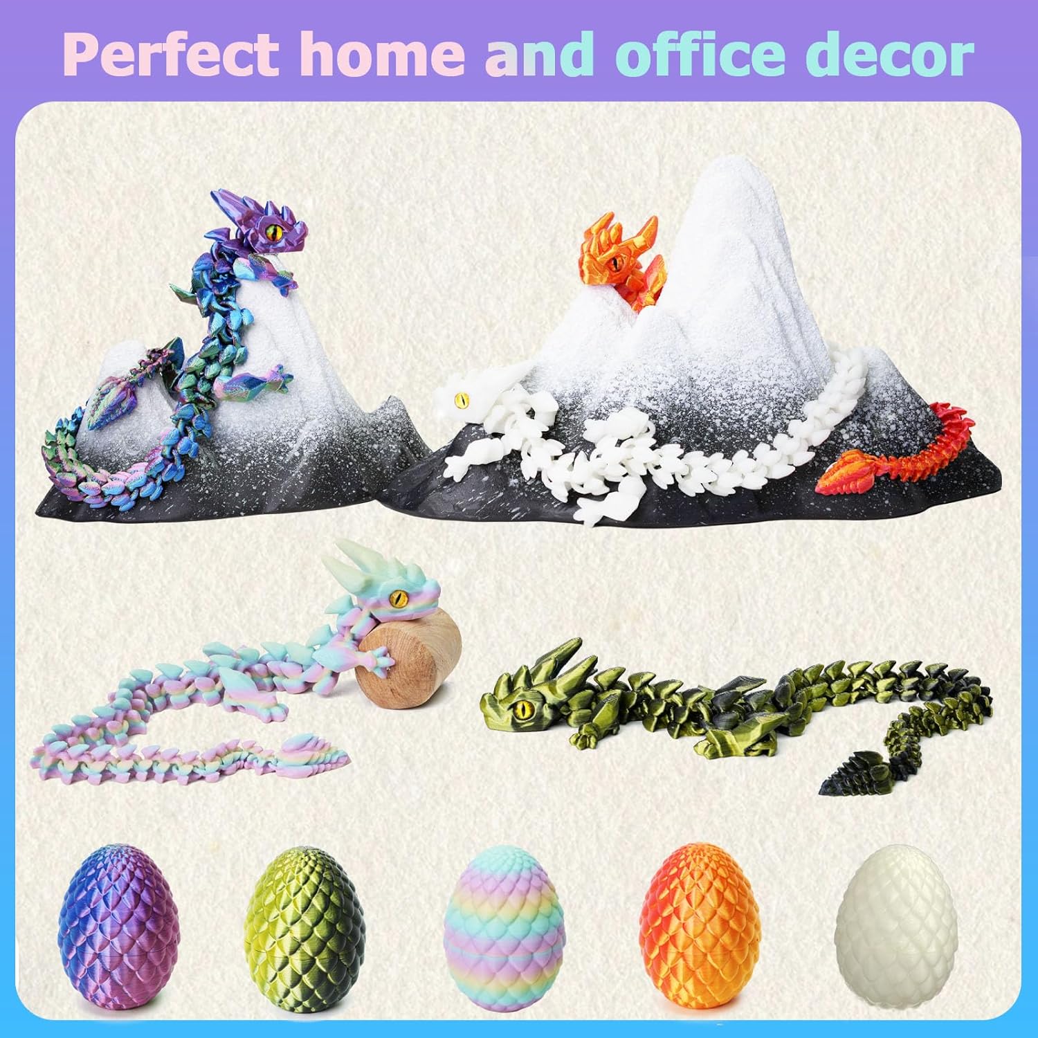 3D Printed Dragon Eggs with Dragon Inside, Easter Basket Essentials Stuffers, Mystery Crystal Dragon Easter Egg Fillers Toys, Articulated Fidget 3D Printed Animals, Surprise Gift - Image 5