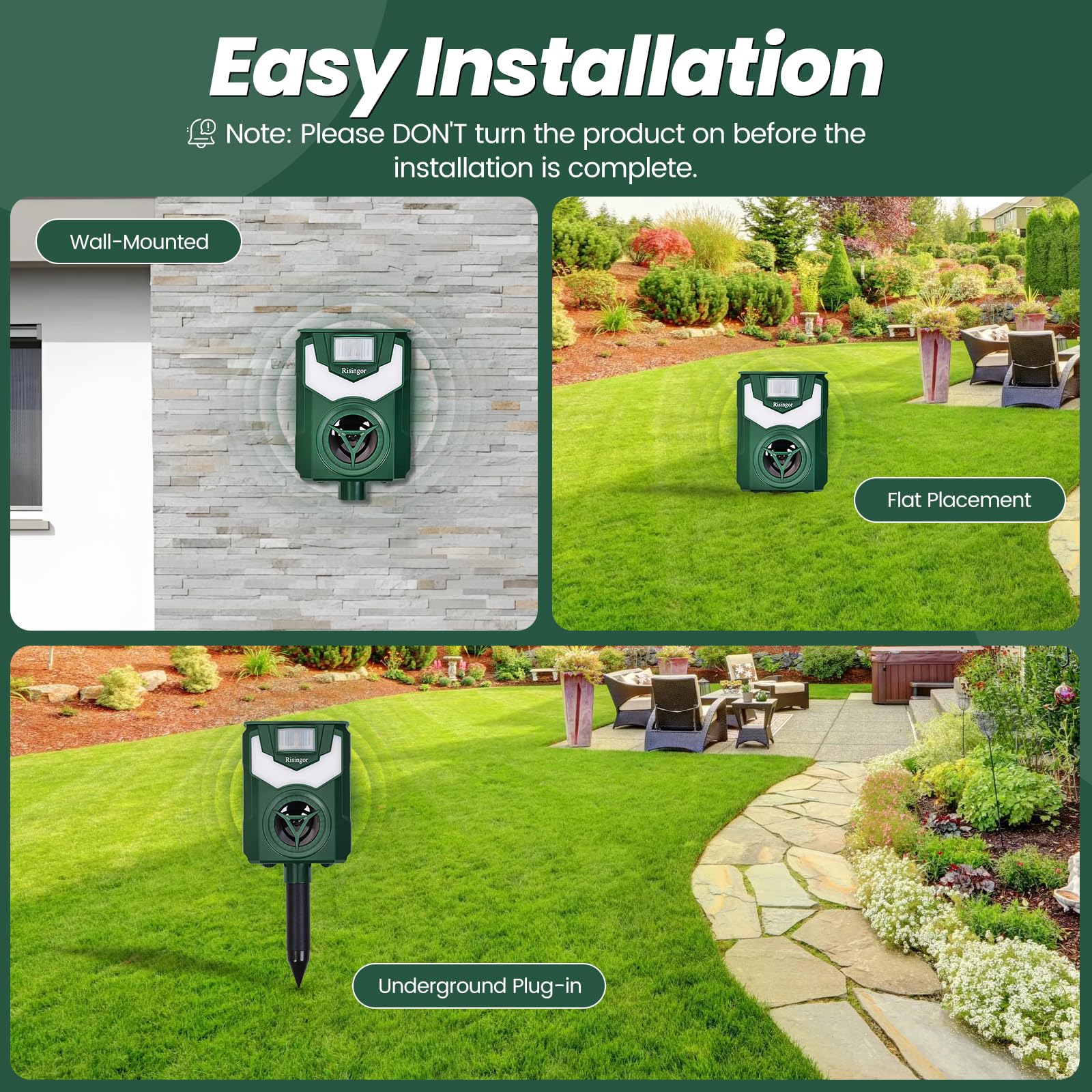 Repellente Per Gatti Ad Ultrasuoni Solare Impermeabile IP65 - Spaventapasseri Con Sensore Di Movimento E Flash LED Per Giardino