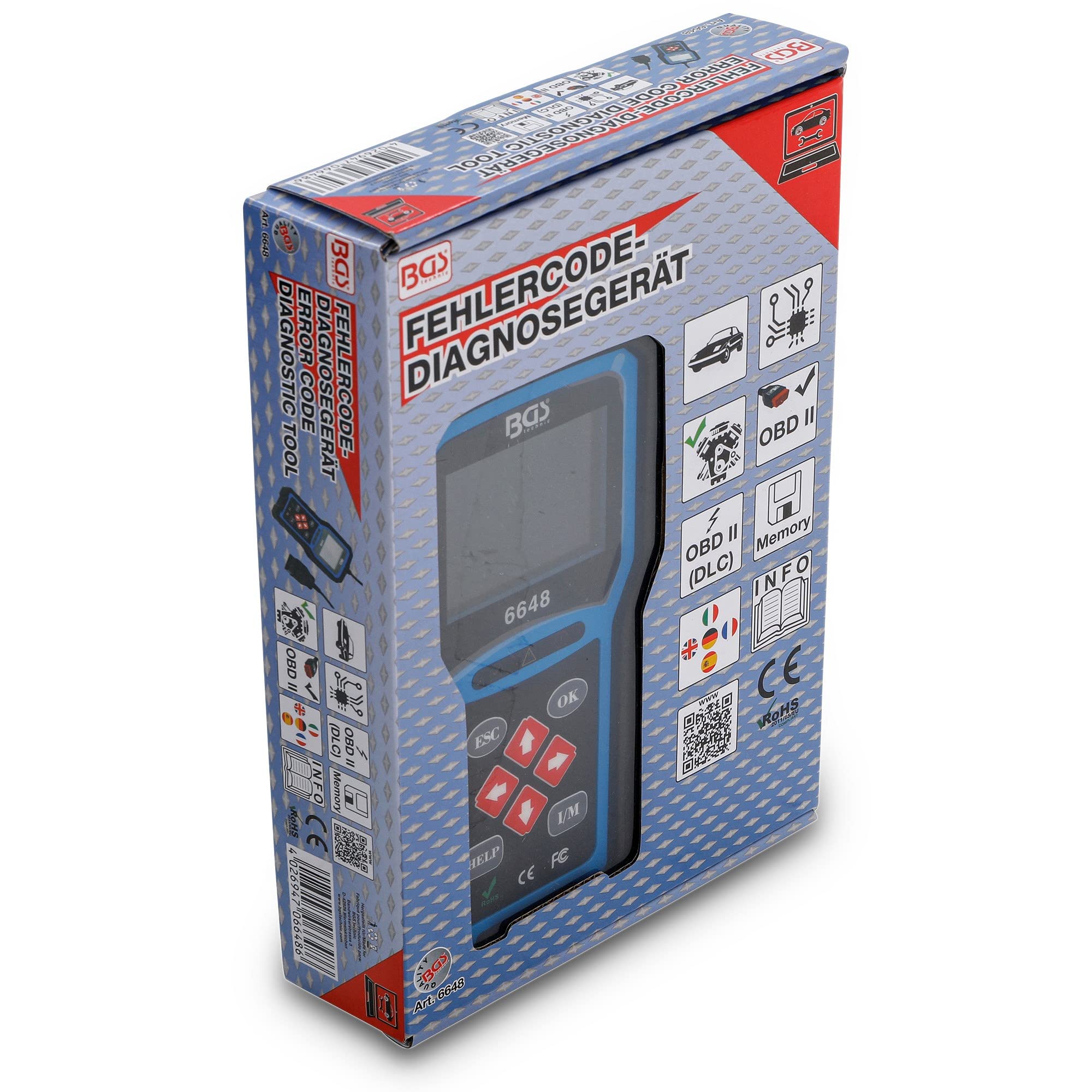 BGS 6648 | OBD 2 (EOBD) Fehler-Diagnosegerät | Klartext-Fehlercode | Auto-Scanner/Code-Leser