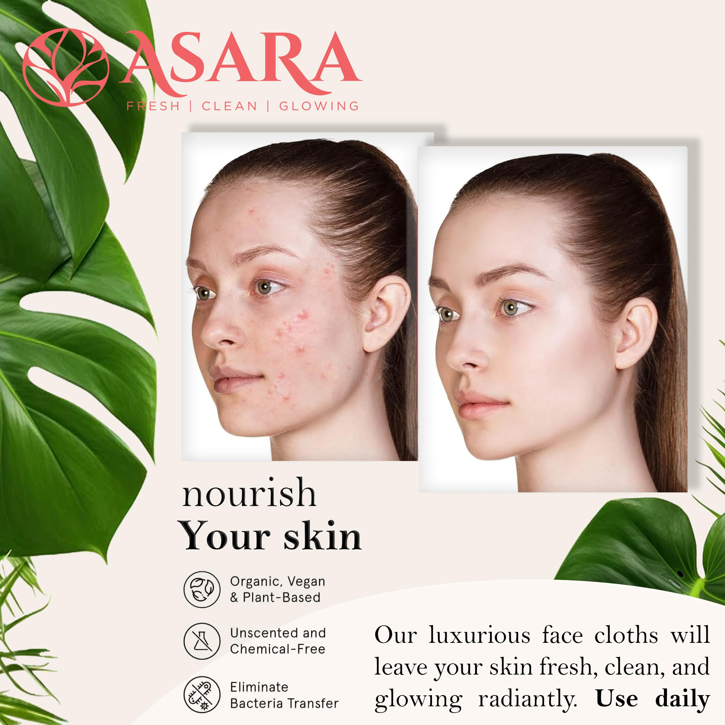 ASARA NEW YORK PROBIOTIC SKIN CIENCE Toallitas faciales desechables extra grandes desmaquillantes con agua para piel sensible Toallitas veganas orgánicas y biodegradables 100 unidades
