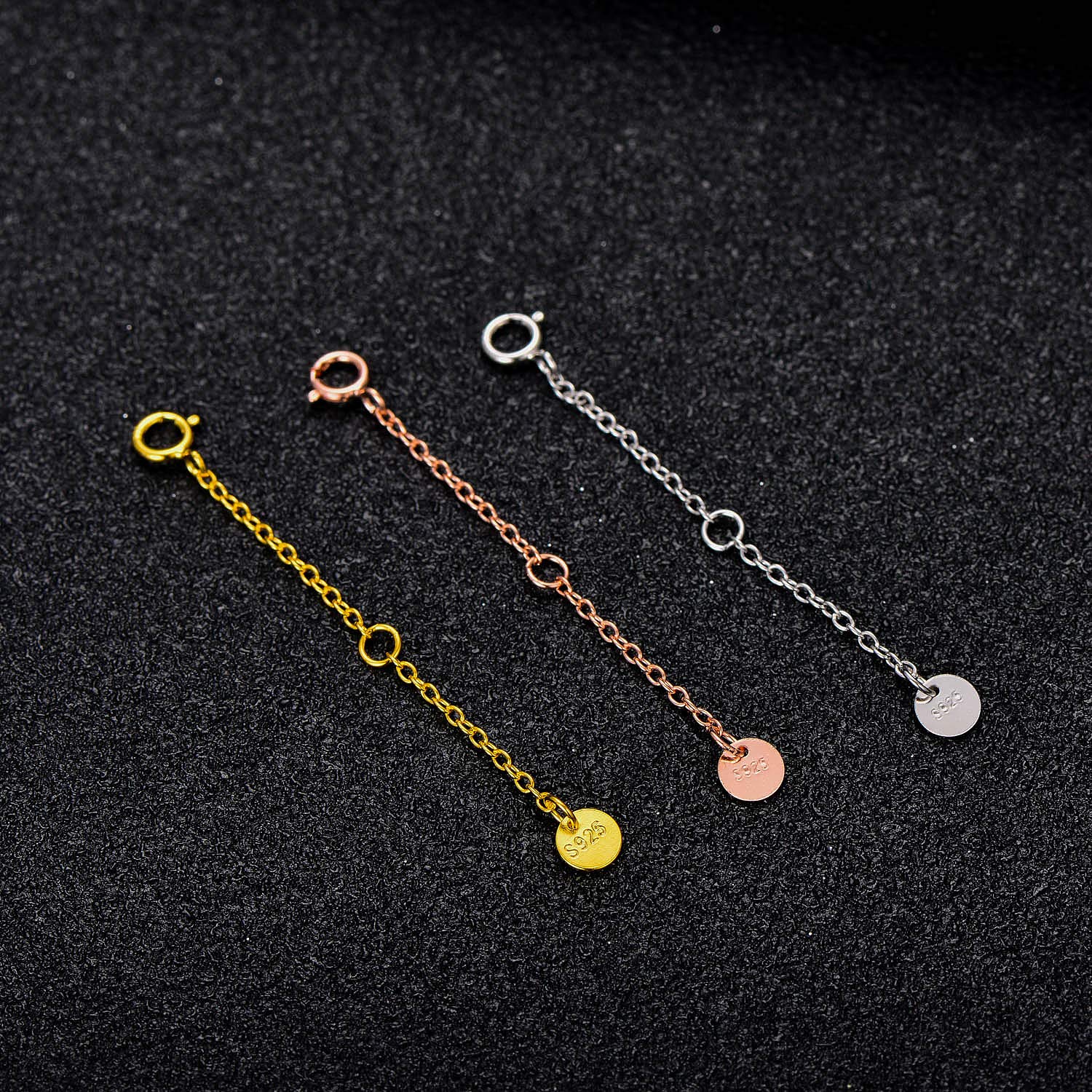 LONAGO 3 STÜCKE 925 Sterling Silber Halskette Extender Kette Armband Extender für Schmuckherstellung