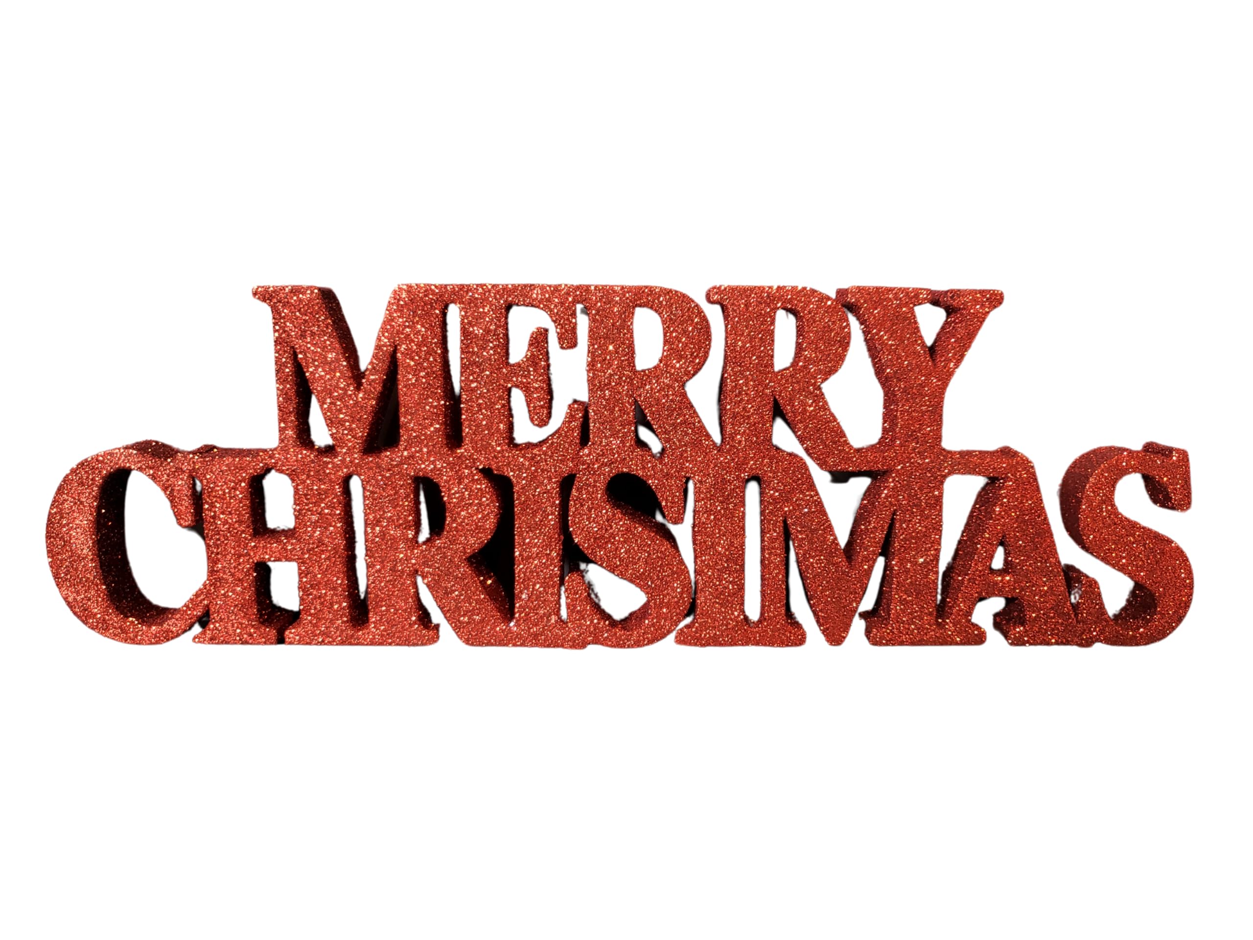 Hilltop Supplies Red Merry Christmas Glittery Signs - Free Standing Indoor Decoration, Rose Gold, Silver, 32Cm X 10Cm