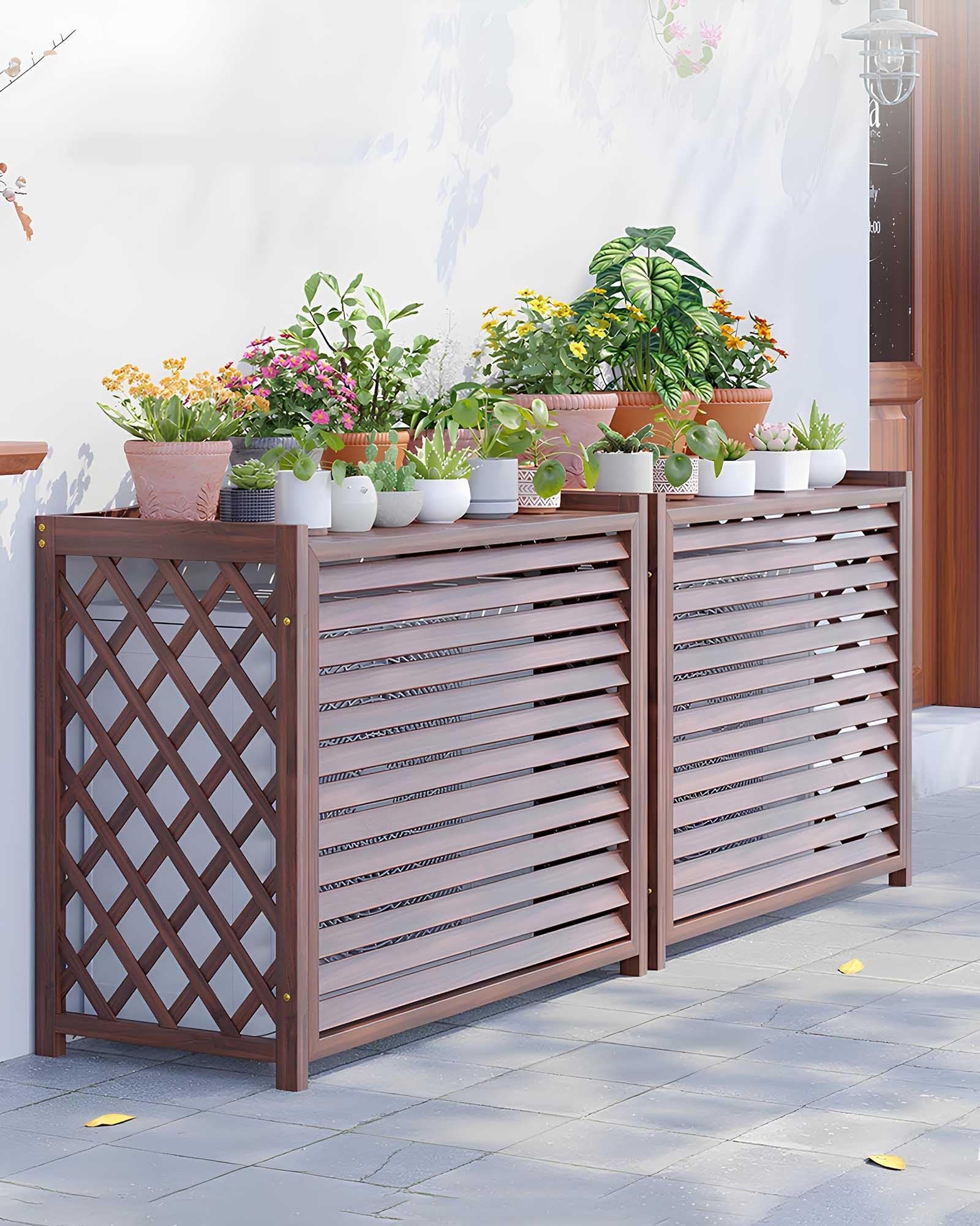 Copri Condizionatore Da Esterno In Legno, Impermeabile Copertura Condizionatore Esterno, Ideale Per Decorazione Di Terrazze, Balconi E Patio, Protezione Efficace Dalle Intemperie(Small-80x32x70cm