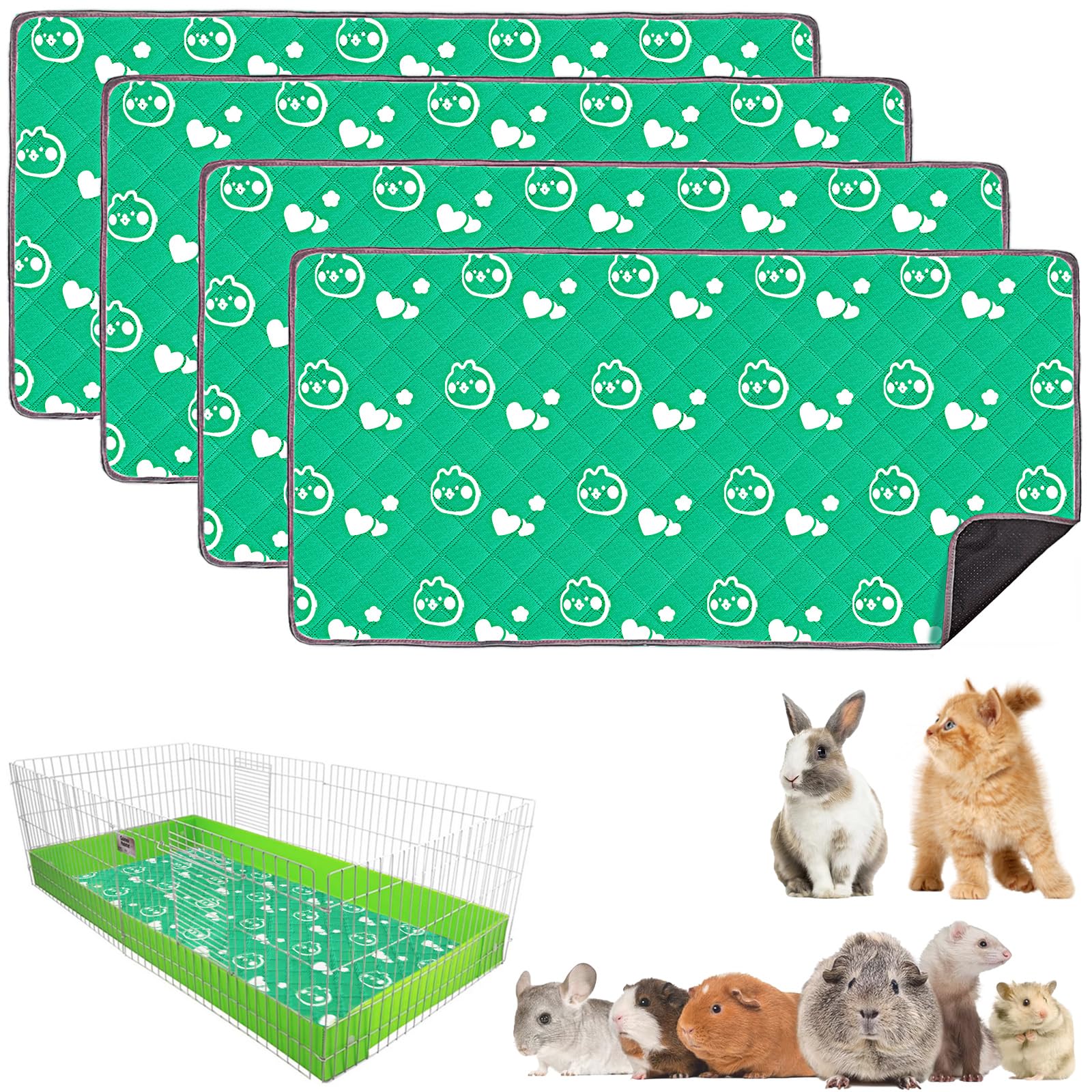 Meerschweinchen-Bettwäsche – waschbare Meerschweinchen-Käfig-Einlagen, wasserdicht, wiederverwendbar und rutschfest, super saugfähige Matten für Kleintiere, Haustiere, Kaninchen, Hamster