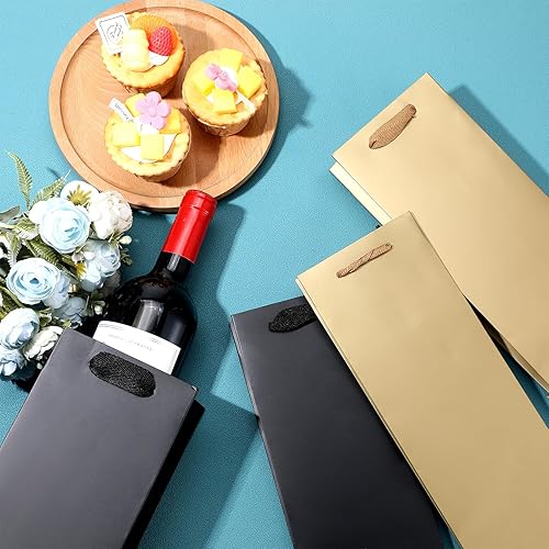Miniatura 5 de Fumete 20 bolsas de vino de 3.7 x 3.5 x 13.8 pulgadas, bolsas de regalo de vino a granel, bolsas de regalo de papel con asas, bolsas de regalo de