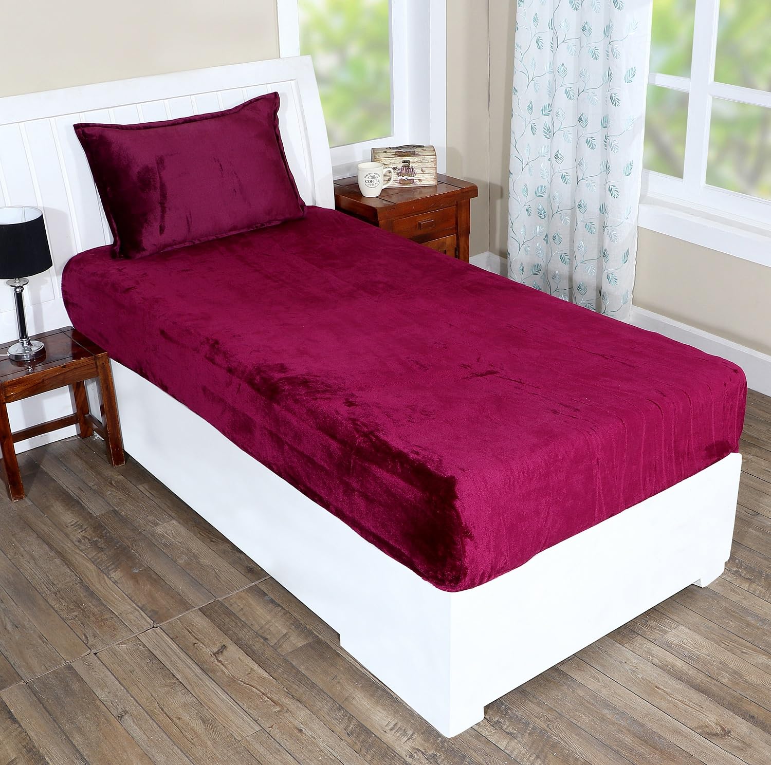 RD TREND 250 GSM Flannel Warm Elastic Fitted Bedsheets for Winter, King Size (78x72x8 Inch), 2 Pillow Covers (18x28 Inch) (Wine, King) (B0CG3353G4) Amazon Price History, Amazon Price Tracker