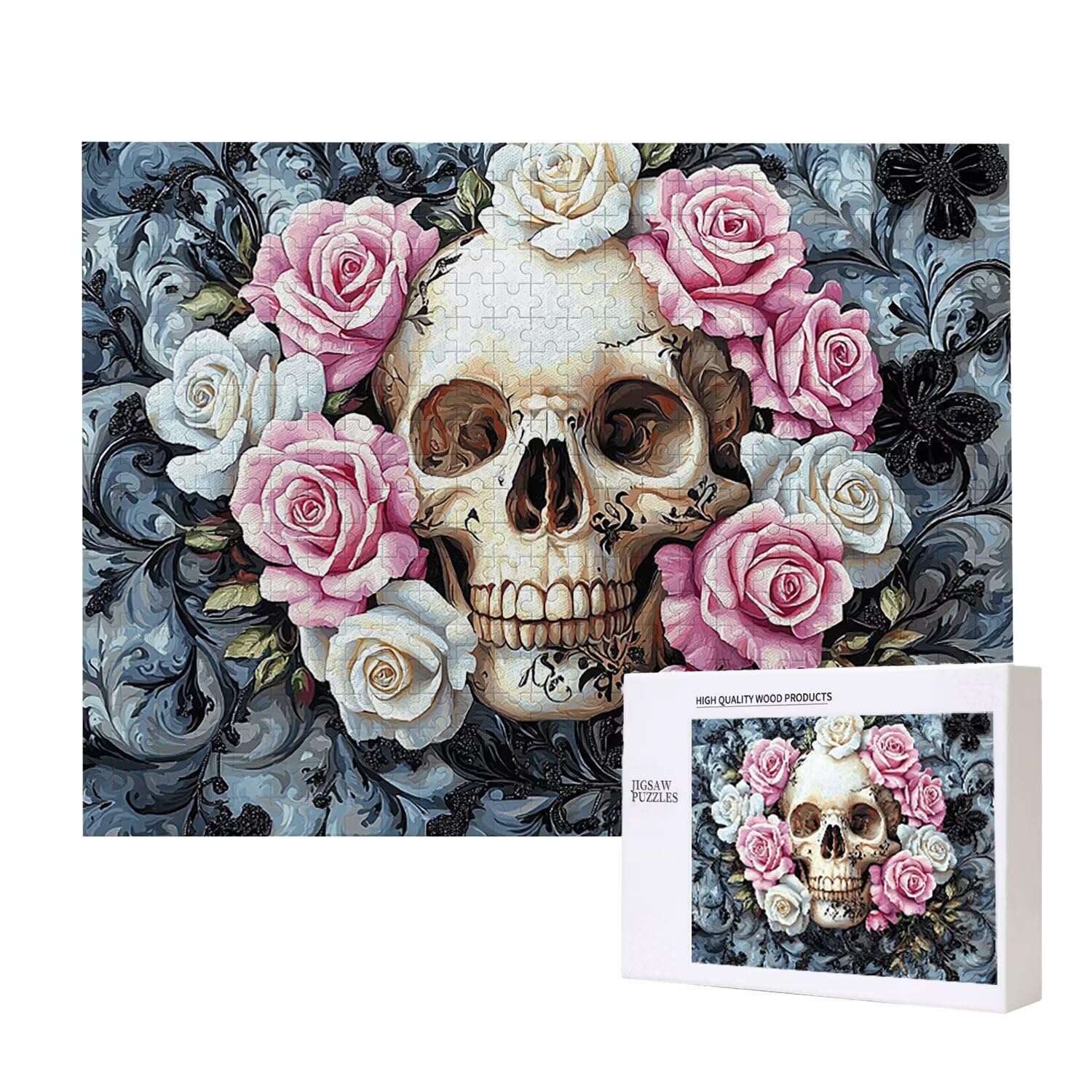 Drewniane puzzle dla dorosłych 1500 sztuk | Szkielet Kwiatowy | Zabawki edukacyjne | Puzzle dla dorosłych i dekoracje rodzinne | Rozmiar 87 x 57 cm | Prezent dla dorosłych | Prezenty świąteczne